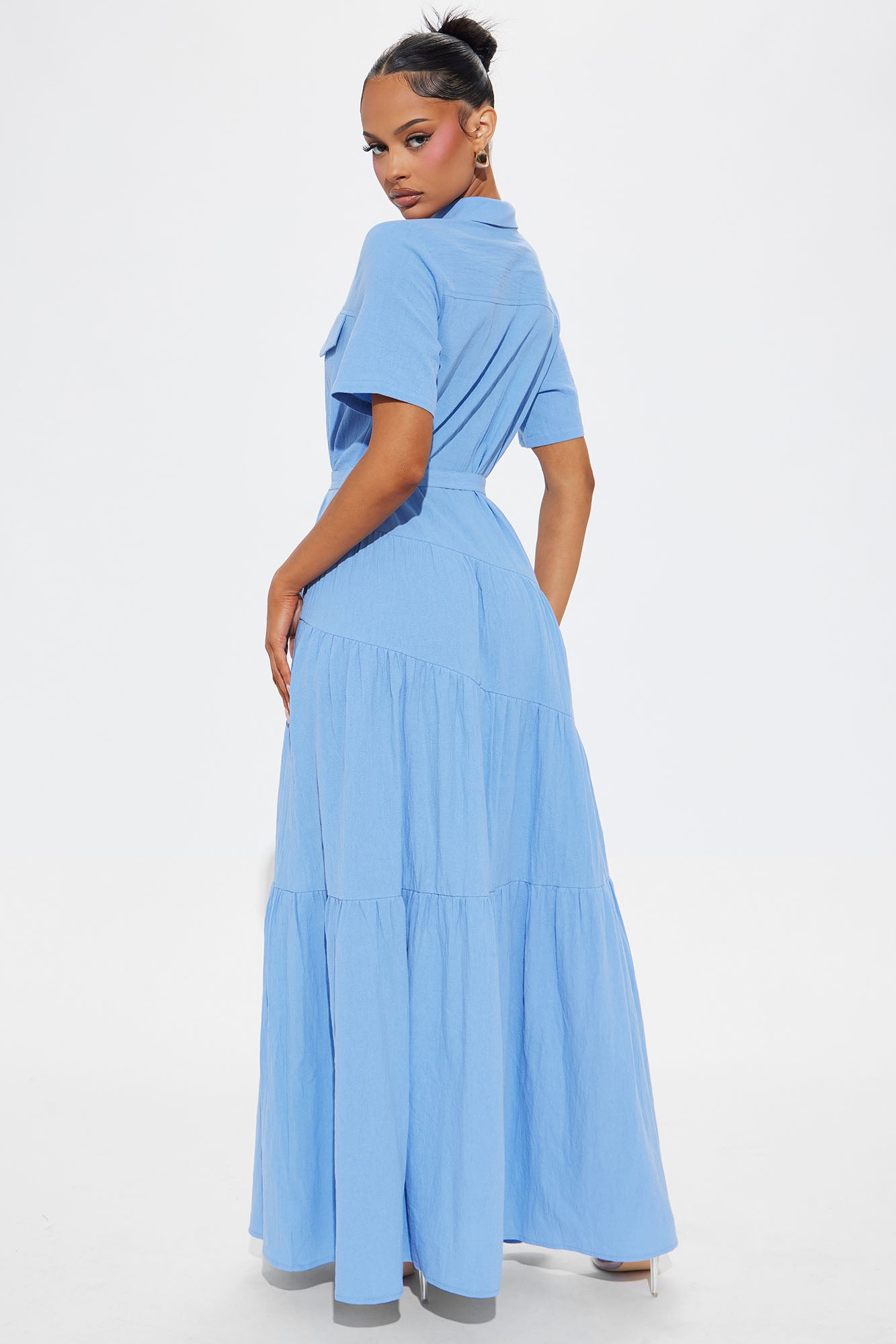 Julia Maxi Shirt Dress - Blue