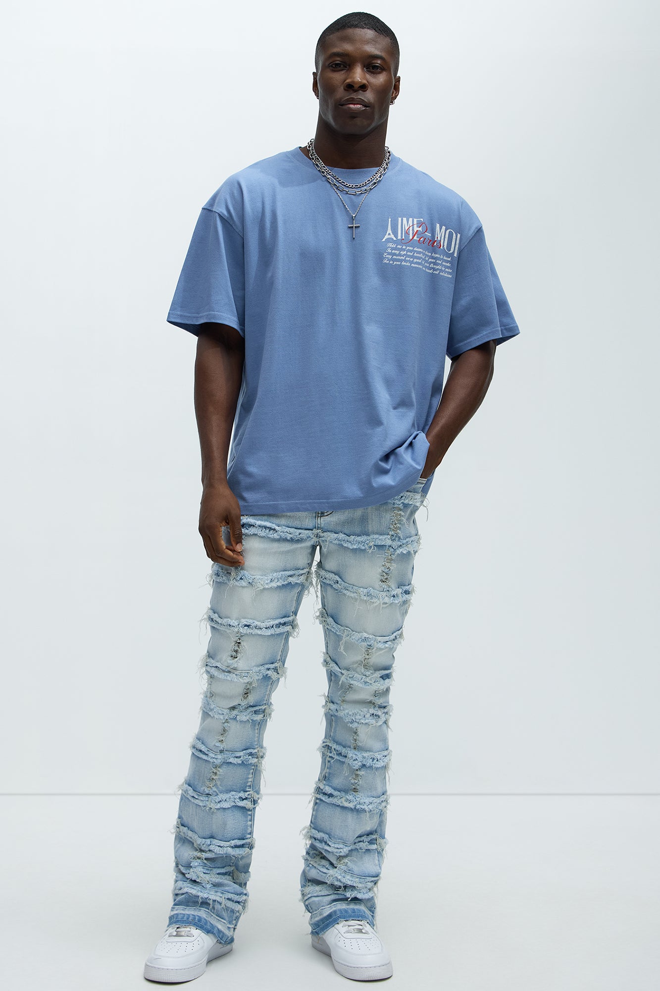 Aime Forever Oversized Short Sleeve Tee - Slate Blue