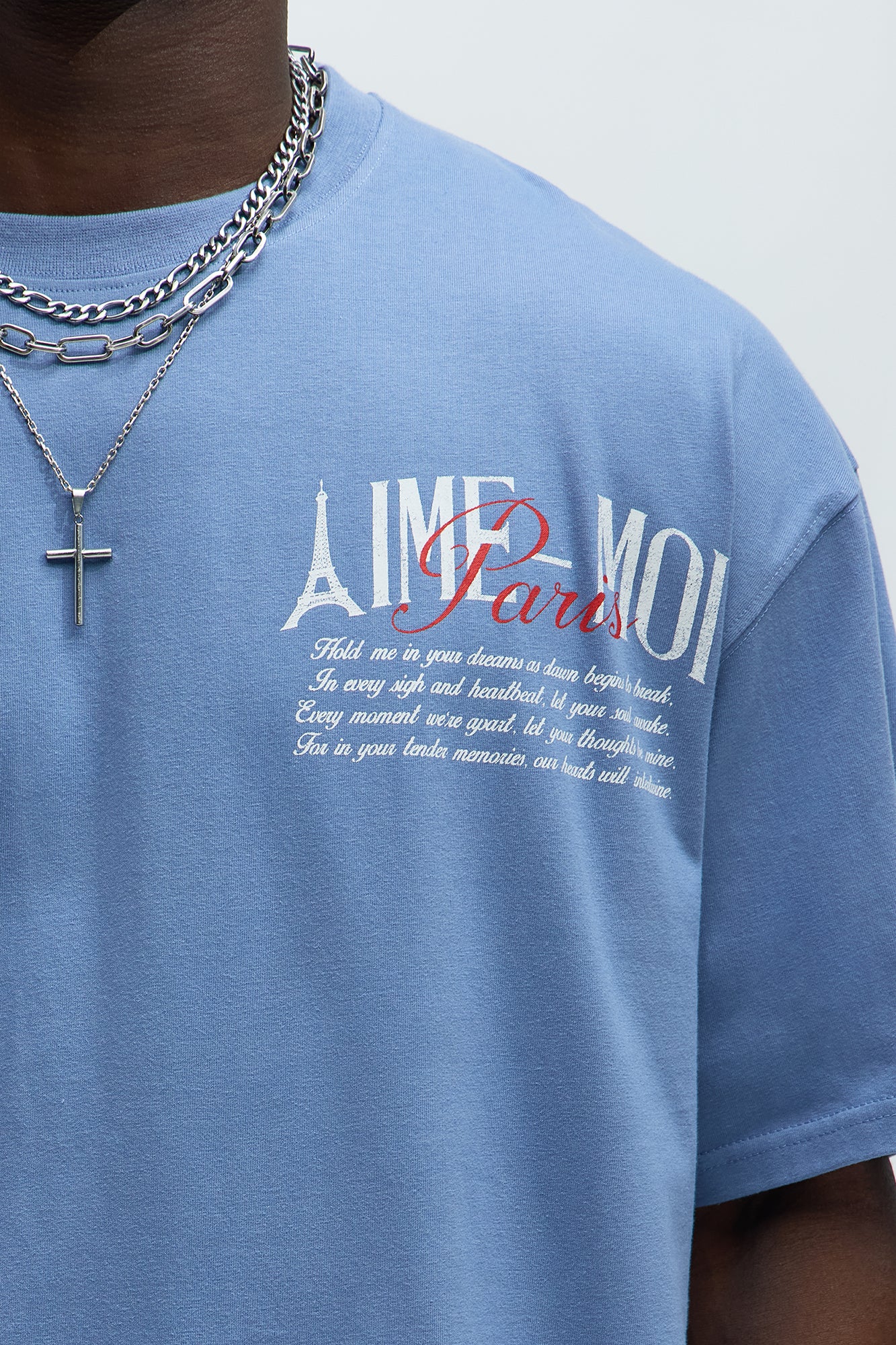 Aime Forever Oversized Short Sleeve Tee - Slate Blue