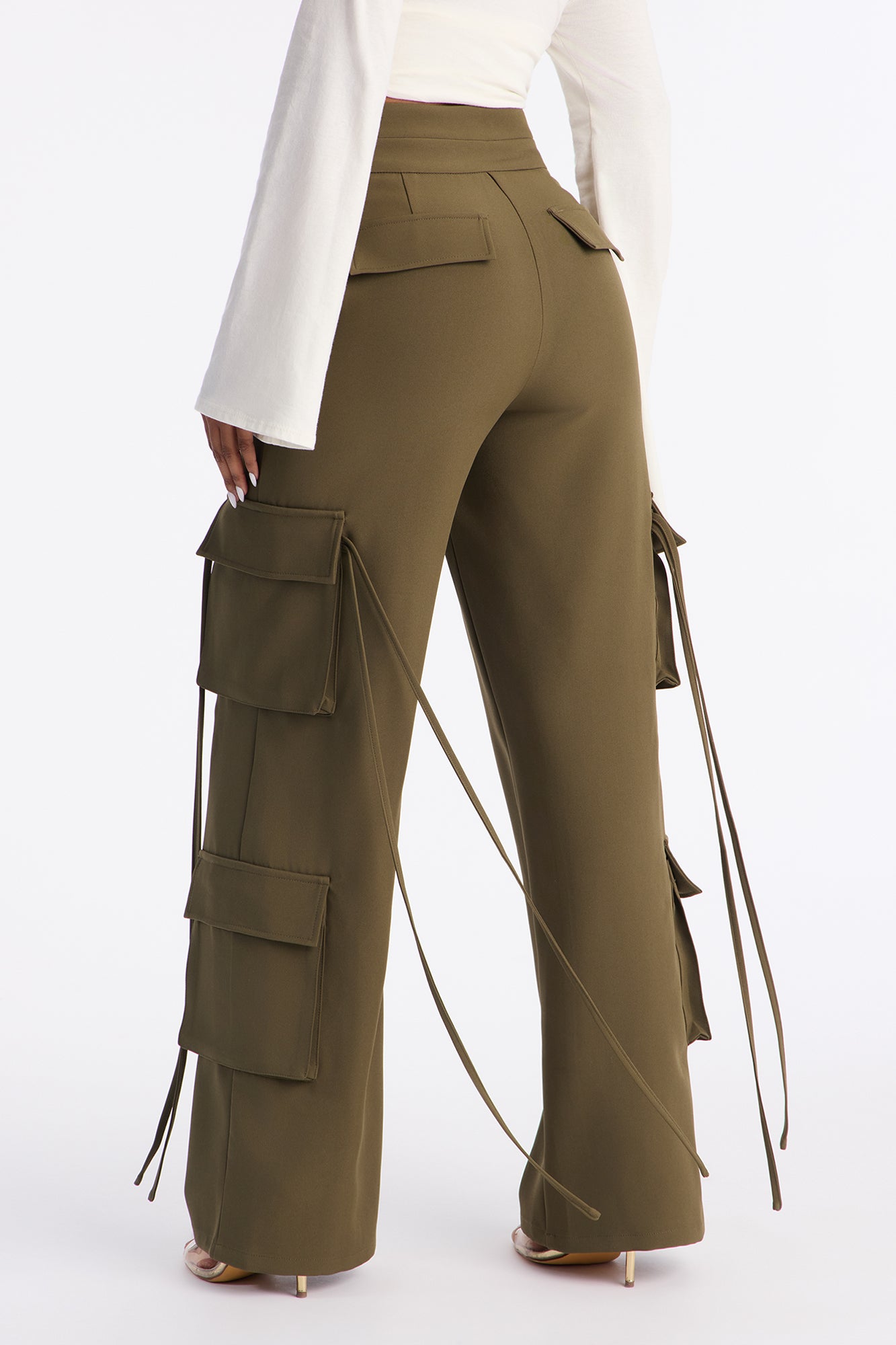 Morgan V Waist Cargo Pants 33 - Military Green