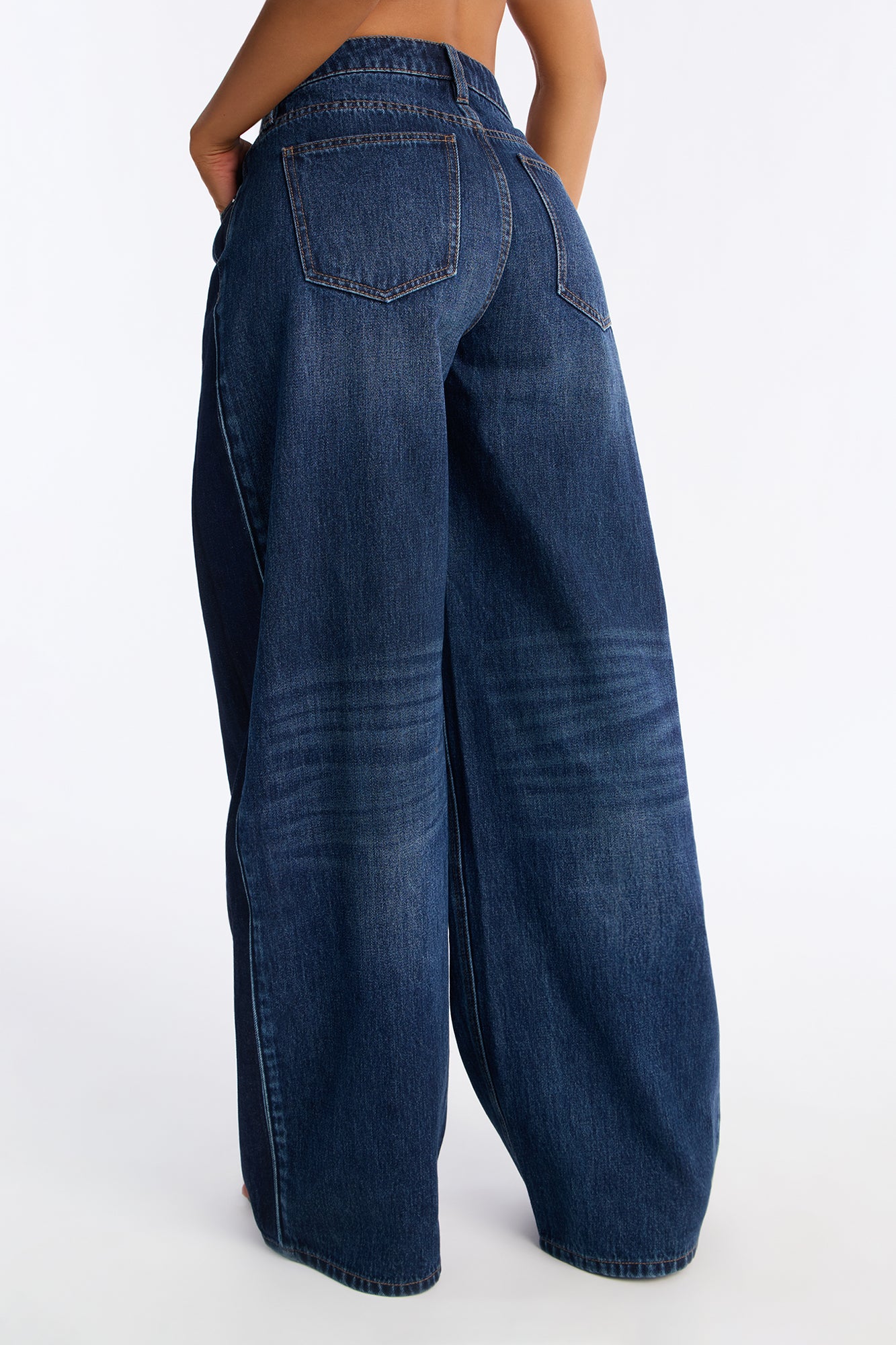 Side Note Non Stretch Wide Leg Jeans - Dark Wash
