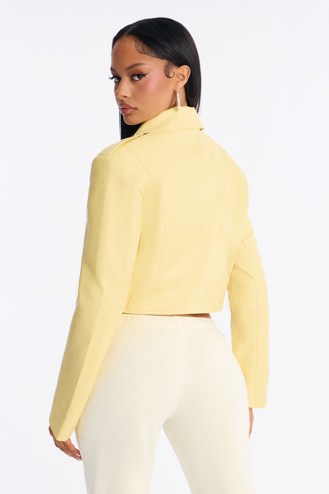 Break The Mold Faux Leather Moto Jacket - Butter Yellow