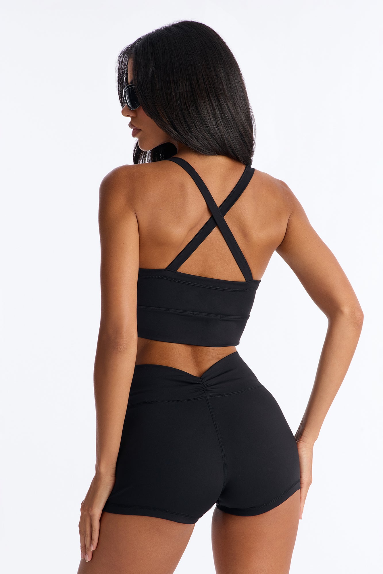 Sammie Ruched Biker Short Set - Black