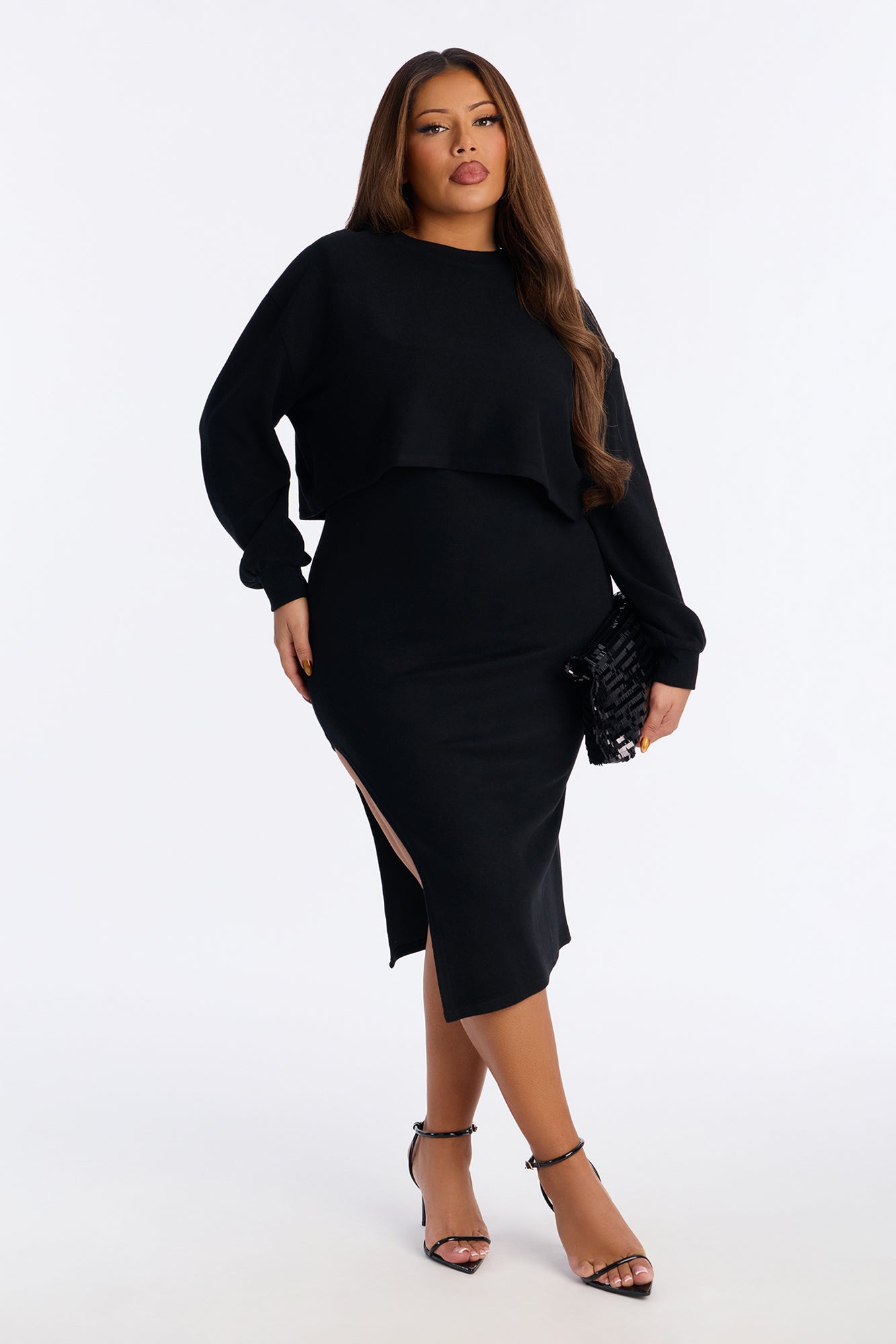 Cloud Nine Midi Dress Set - Black