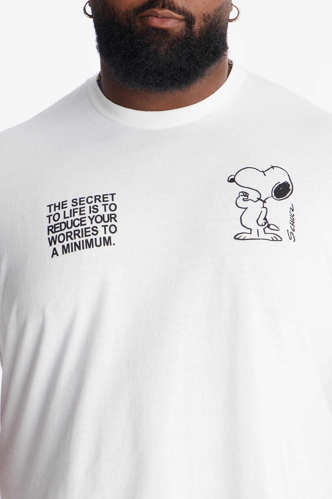 Snoopy Dawg Rhinestone Short Sleeve Tee - White