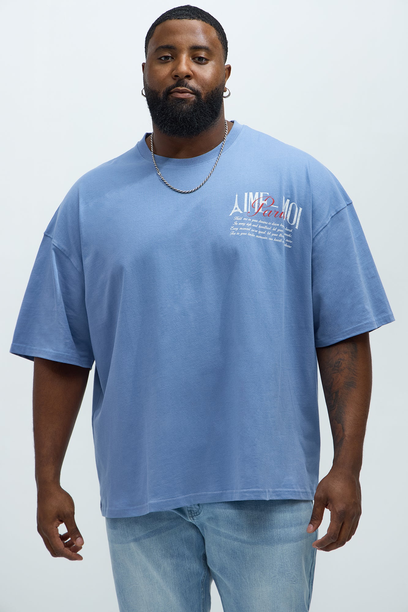 Aime Forever Oversized Short Sleeve Tee - Slate Blue