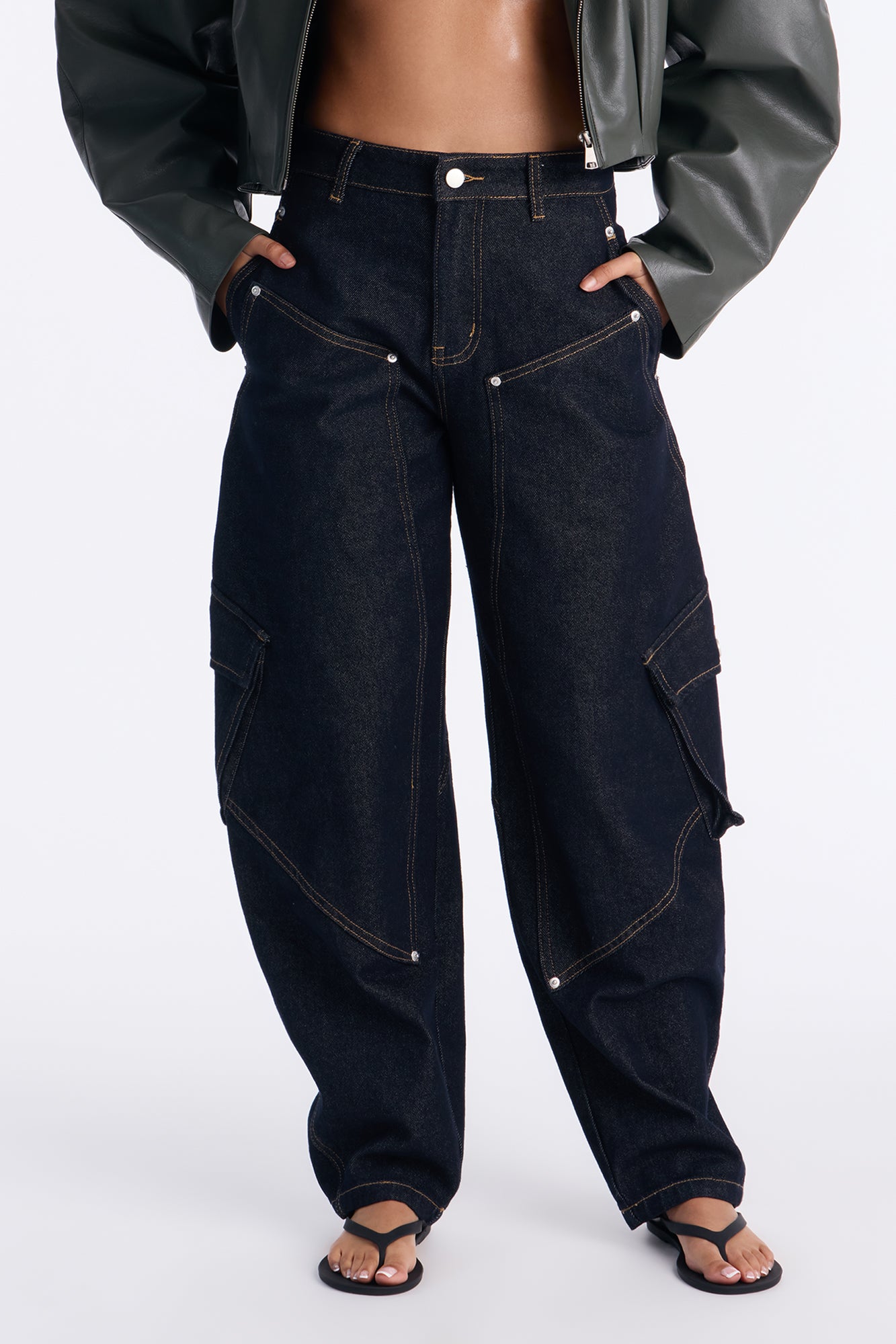 Sharpest Tool Barrel Leg Jeans - Dark Denim
