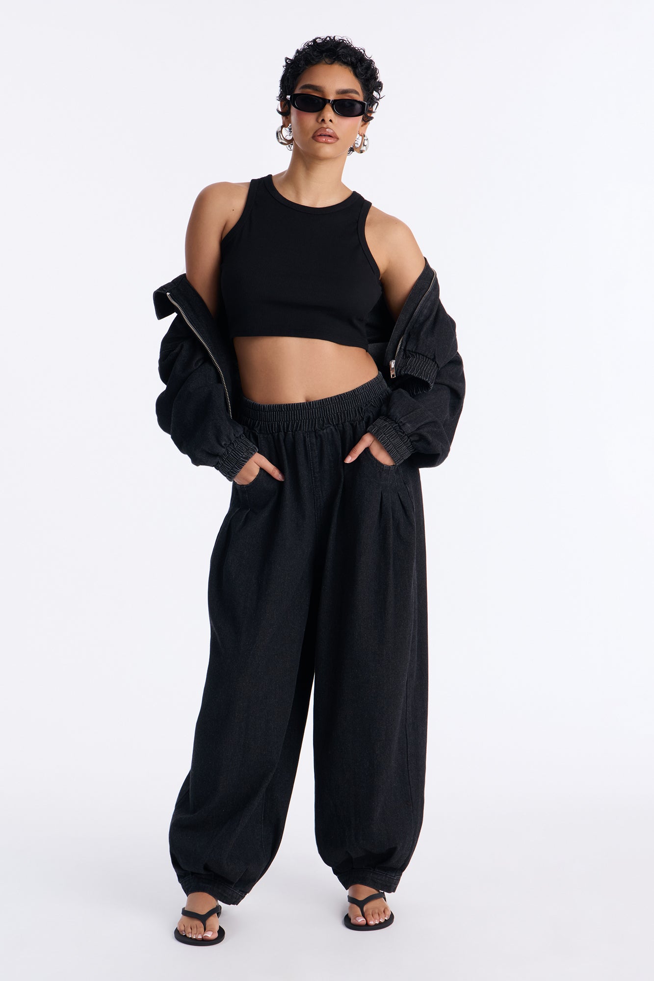 Rue du Bac Pull On Jogger Jeans - Black Wash