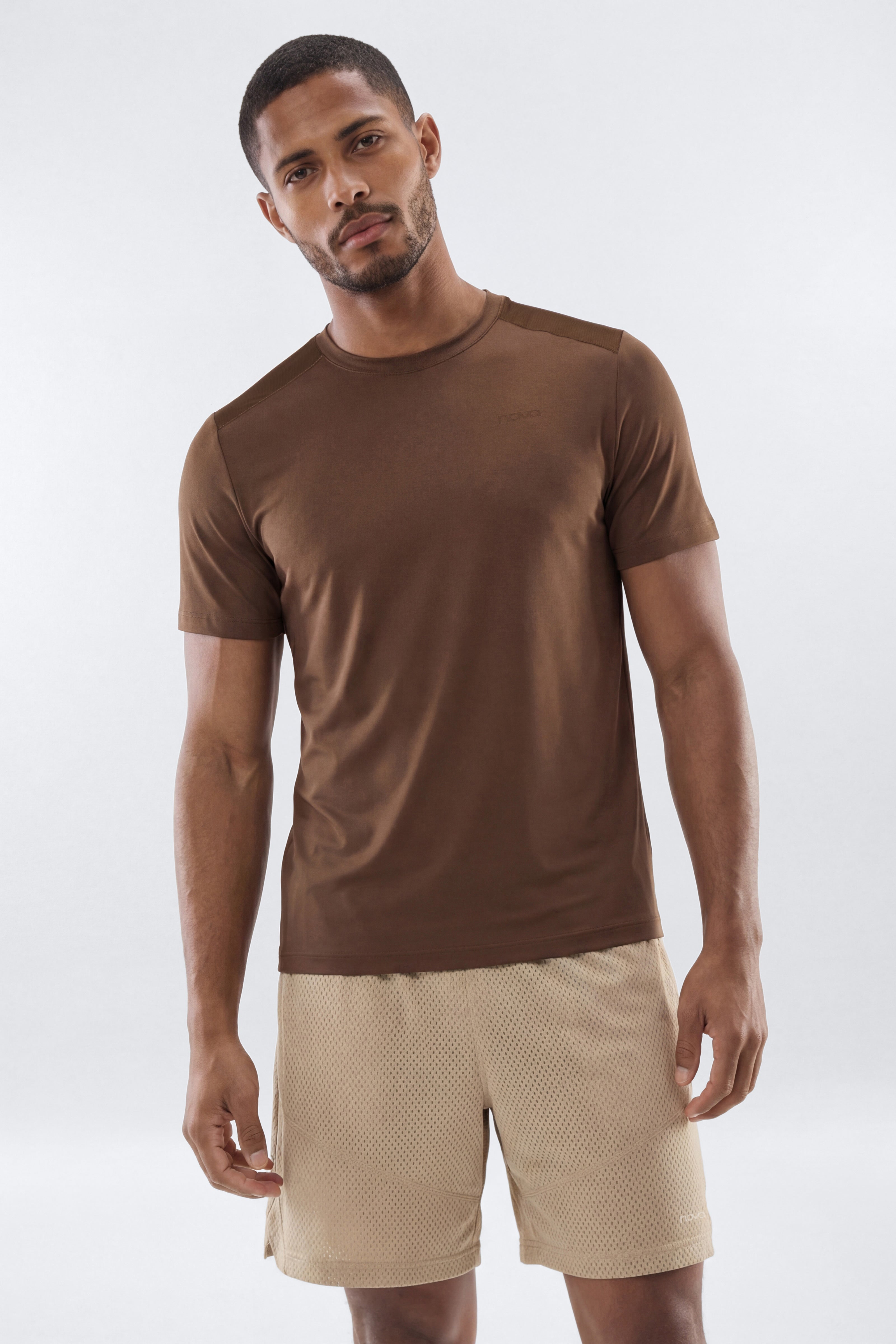 HexTech™ Crew Neck Active Top - Brown