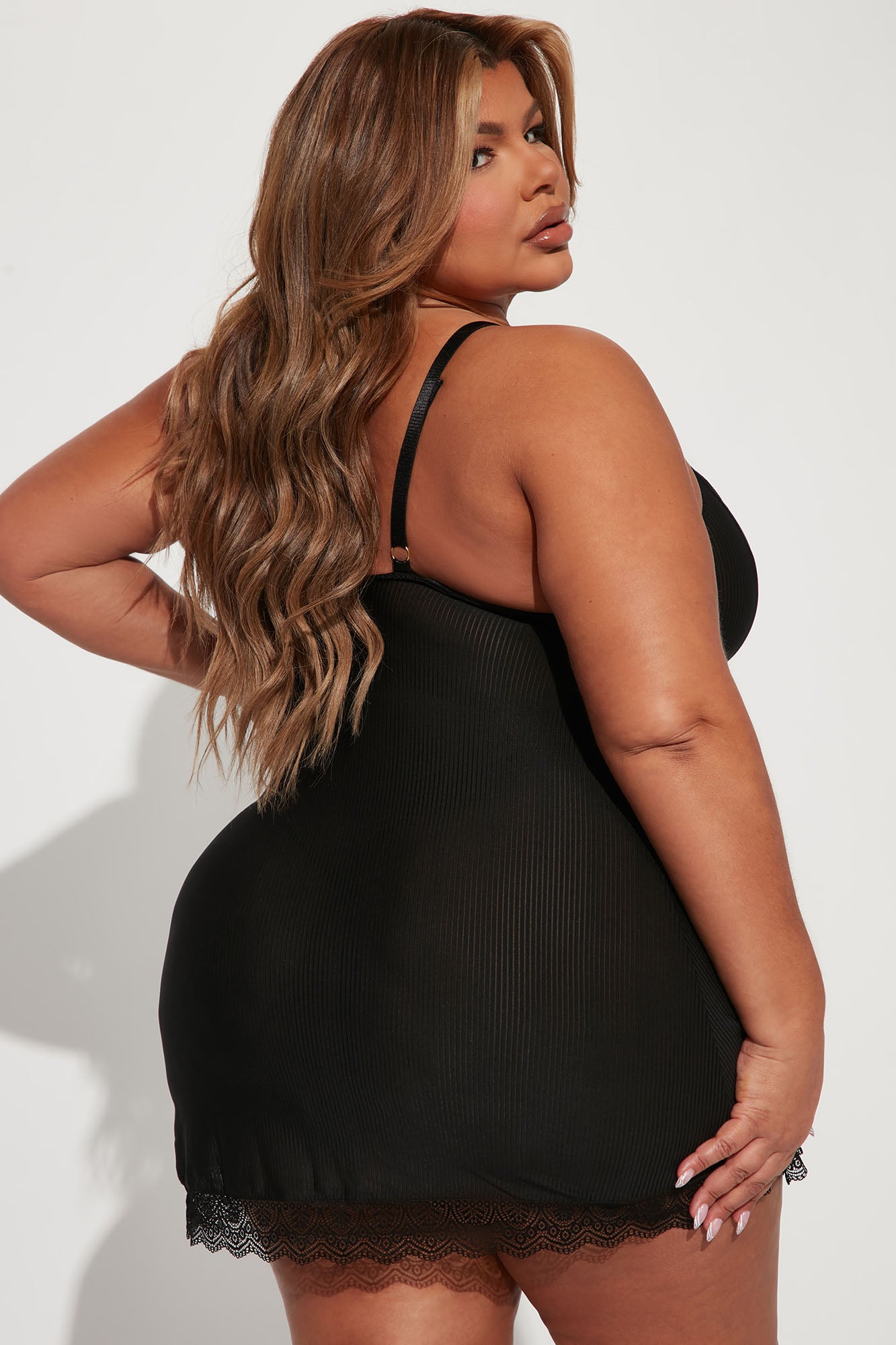 Never Ever Ribbed Babydoll - Black