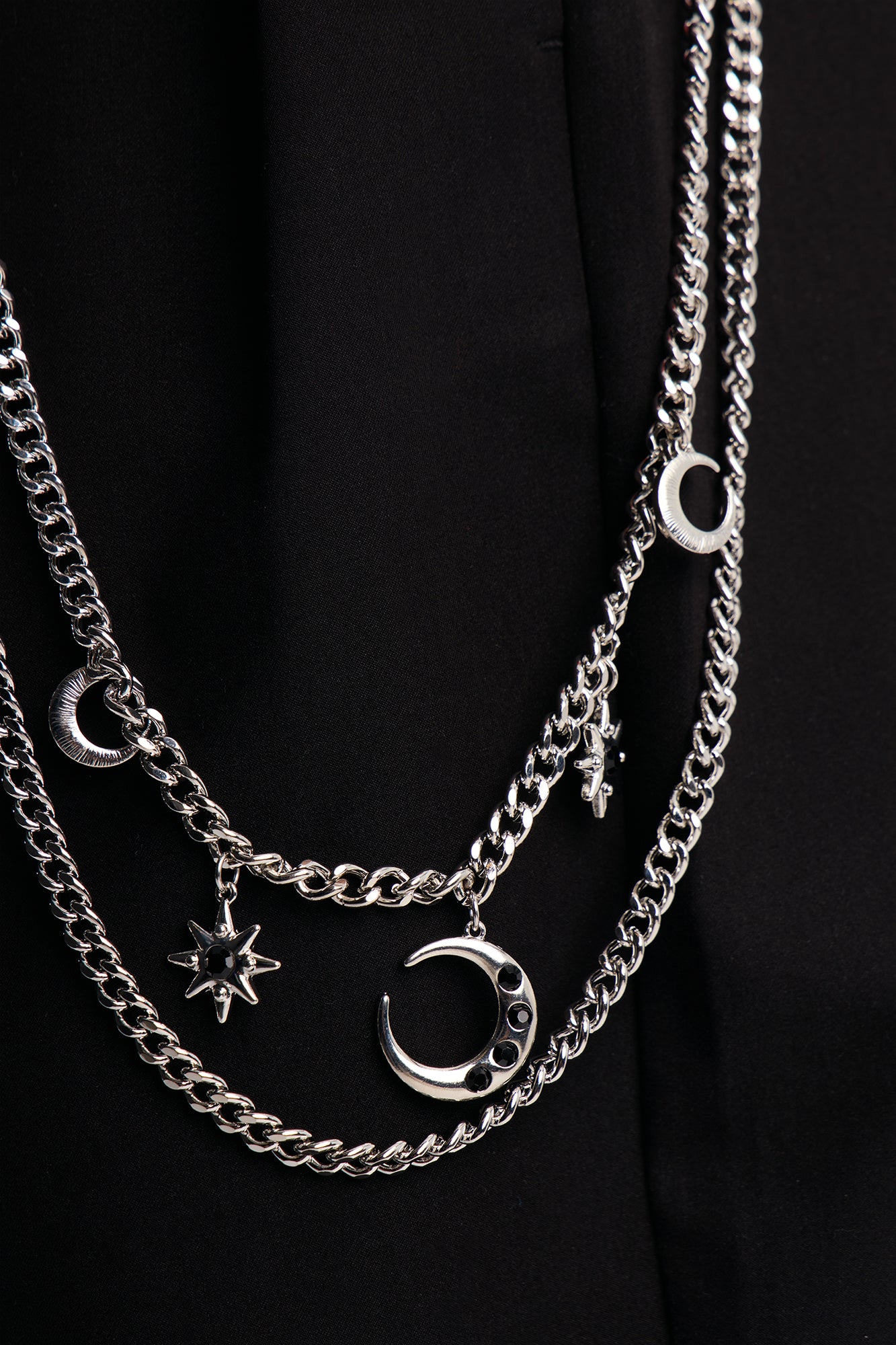 Over The Moon Layered Pant Chain - Silver