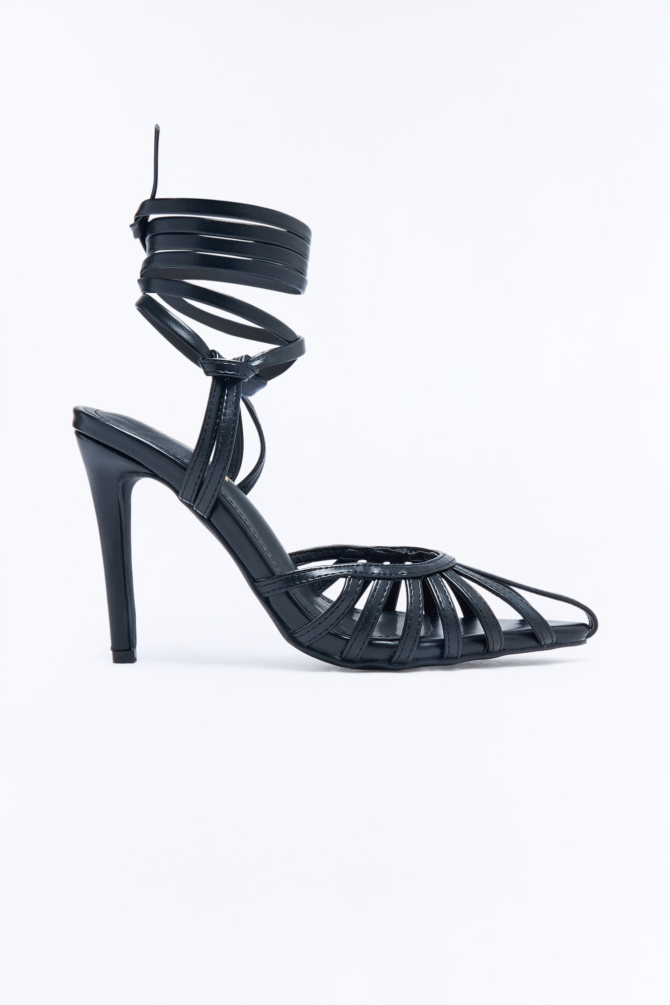 Subtle Statement Wrap Up Pumps - Black