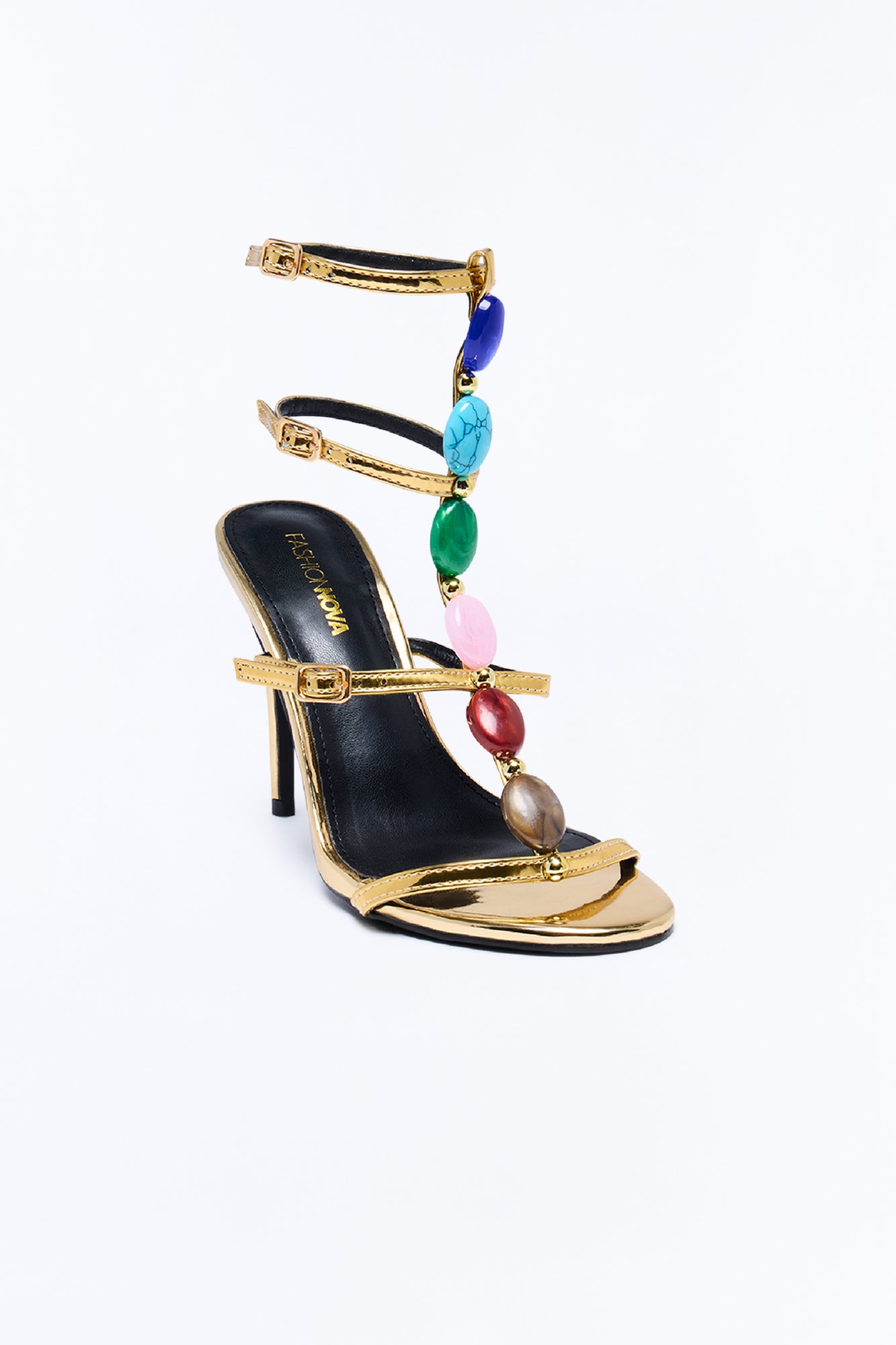 Colbie Stone Ankle Strap Heels - Gold