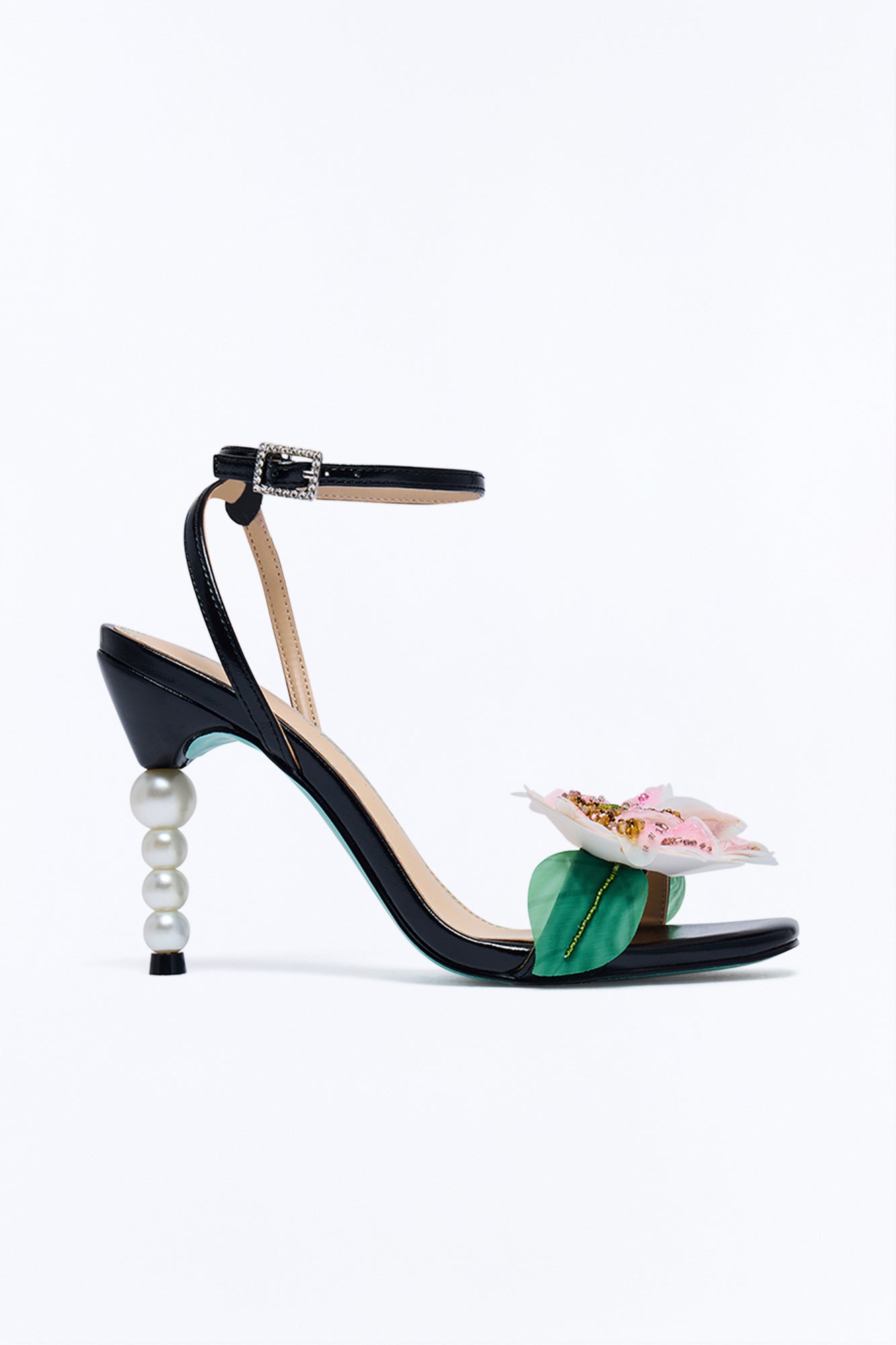 Betsey Johnson Kasie Floral Pearl Heels - Black