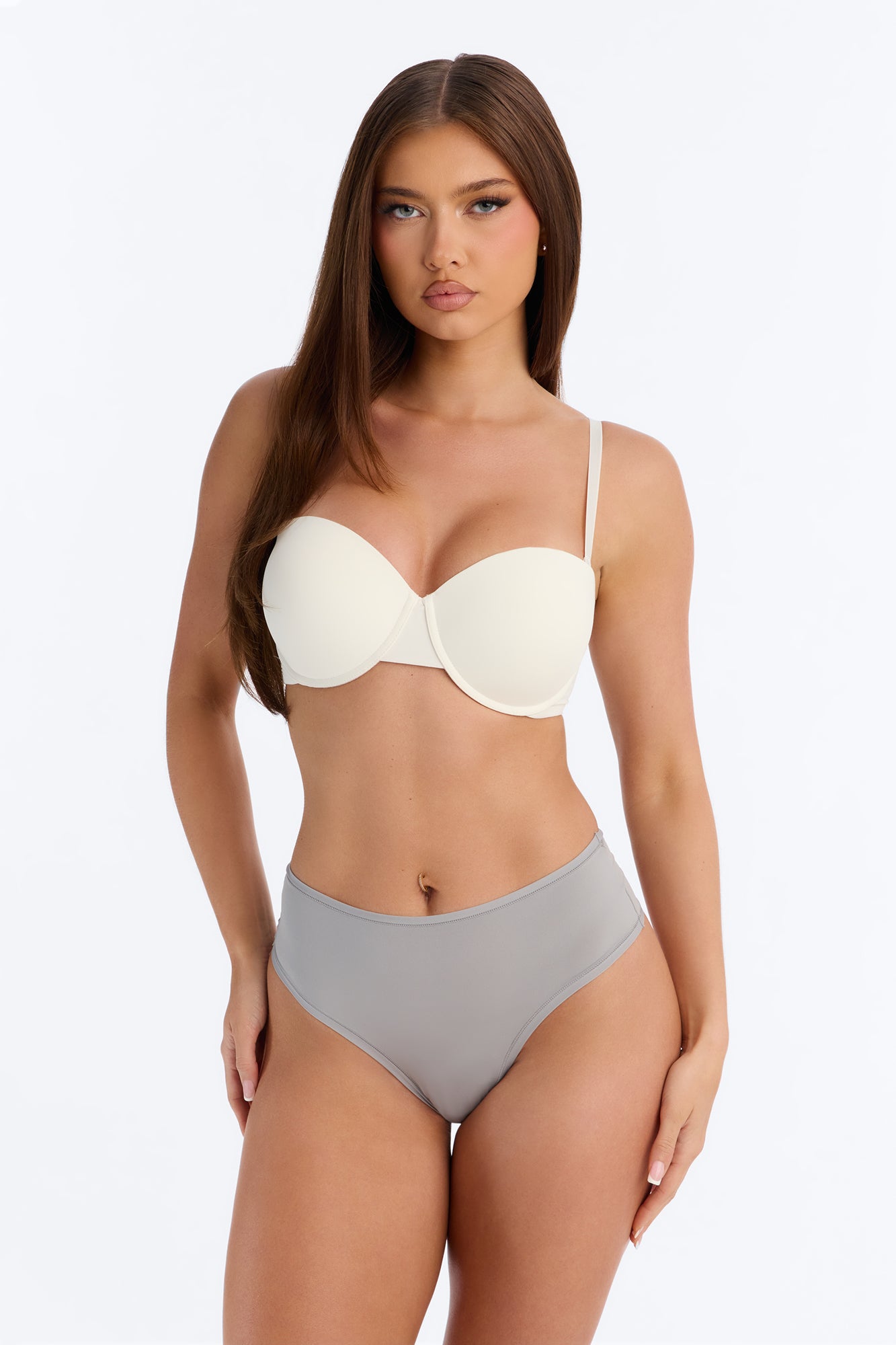 Flexible Fit Comfort Stretch High Waist Thong - Grey