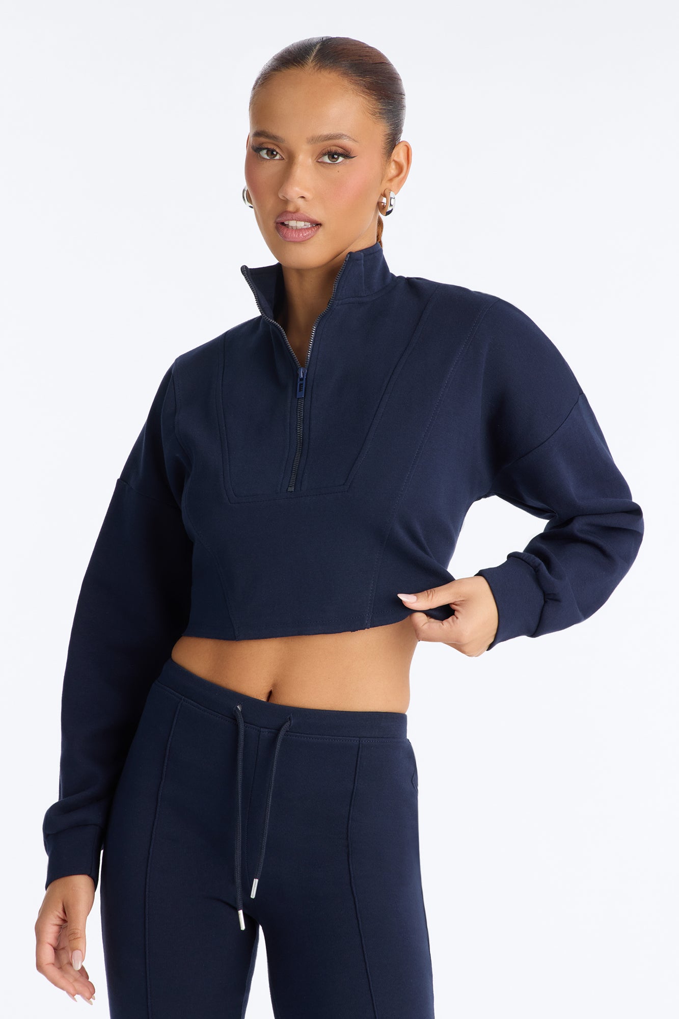 Ready To Move Quarter Zip Pant Set - Navy