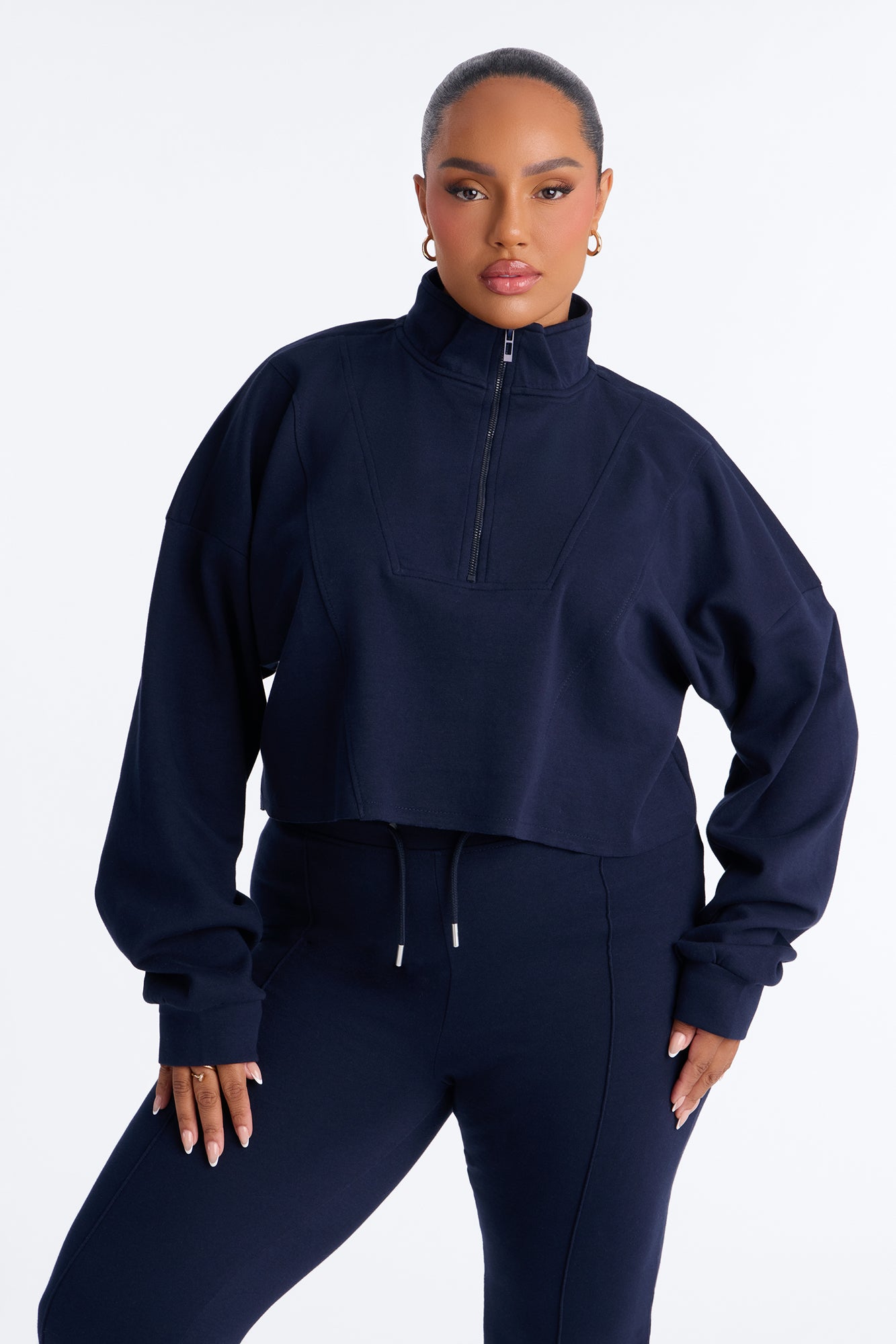 Ready To Move Quarter Zip Pant Set - Navy
