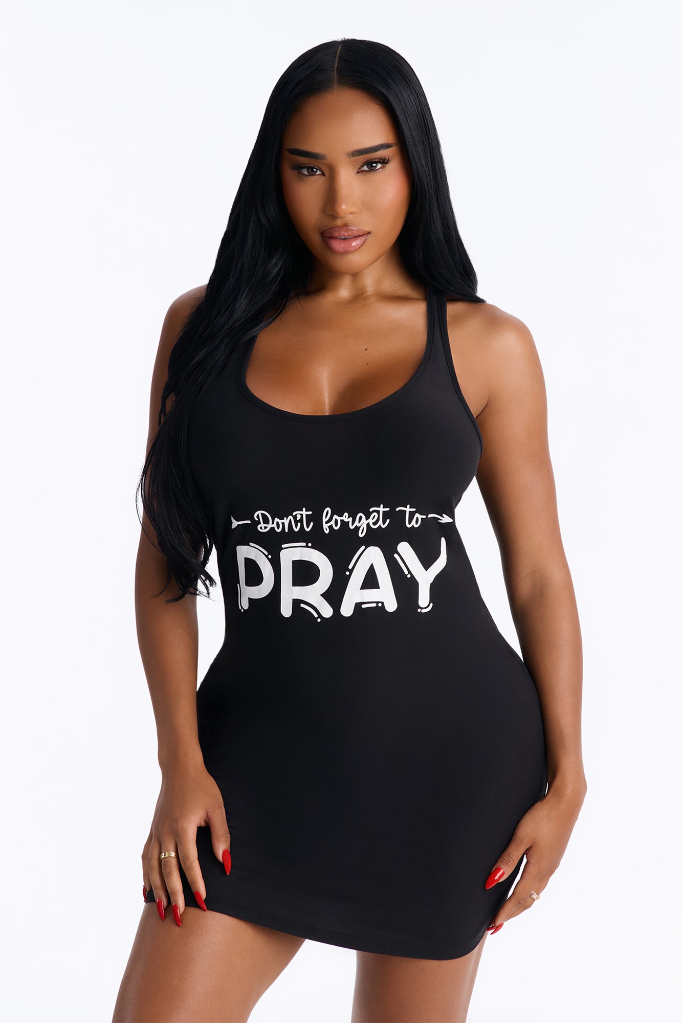 Always Pray Racerback PJ Sleep Dress - Black