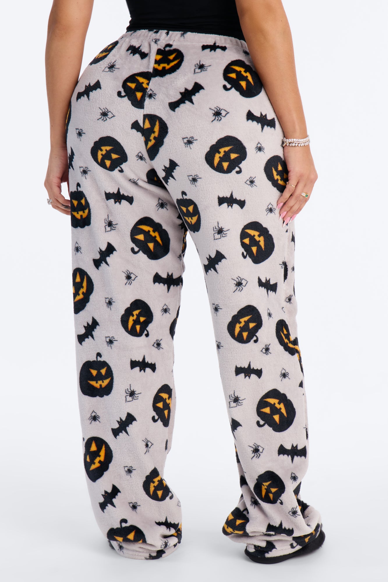 Spooky Vibes Plush Halloween PJ Pants - Grey/combo