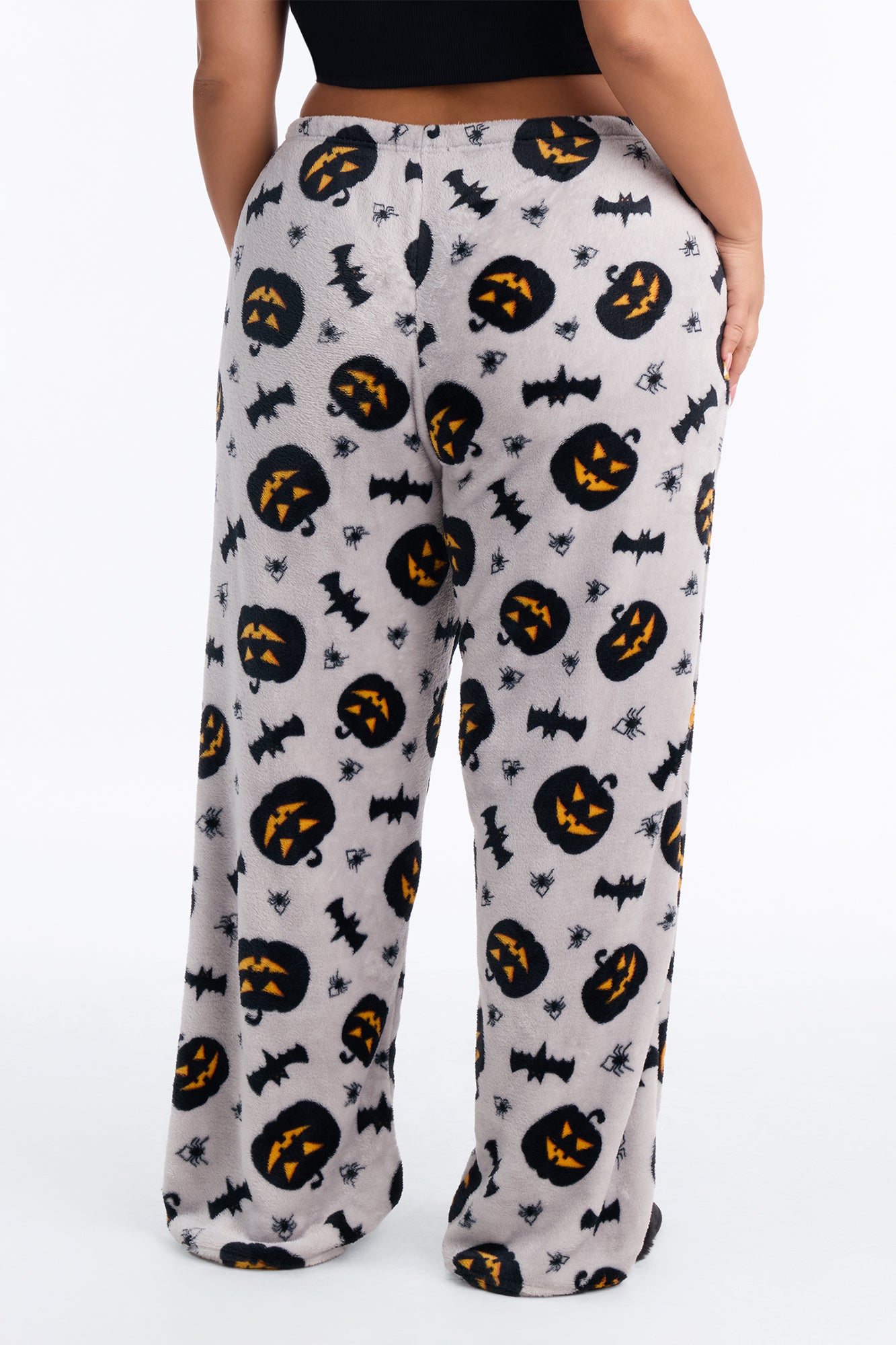 Spooky Vibes Plush Halloween PJ Pants - Grey/combo
