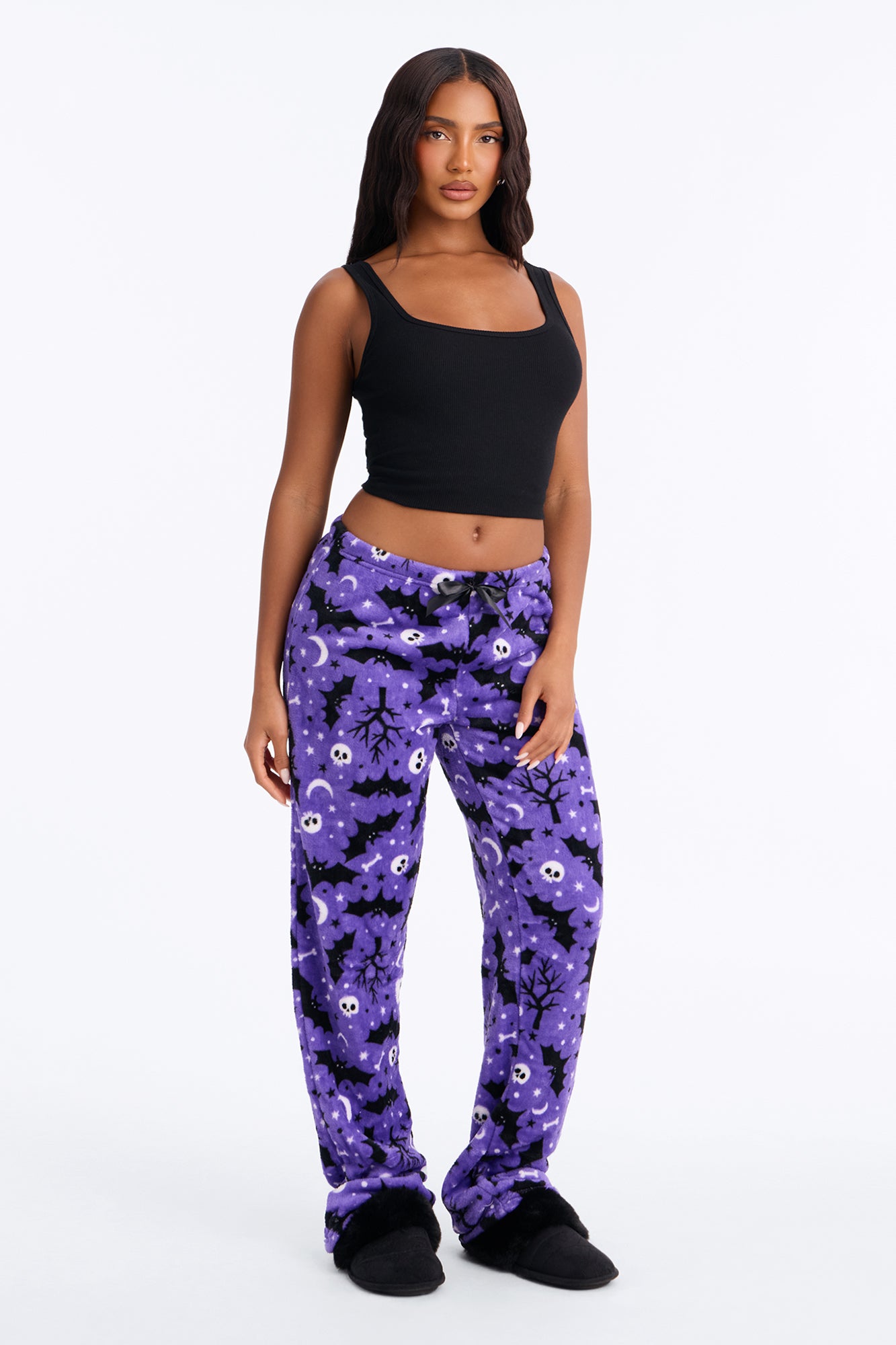 Midnight Creep Plush Halloween PJ Pants - Purple/combo