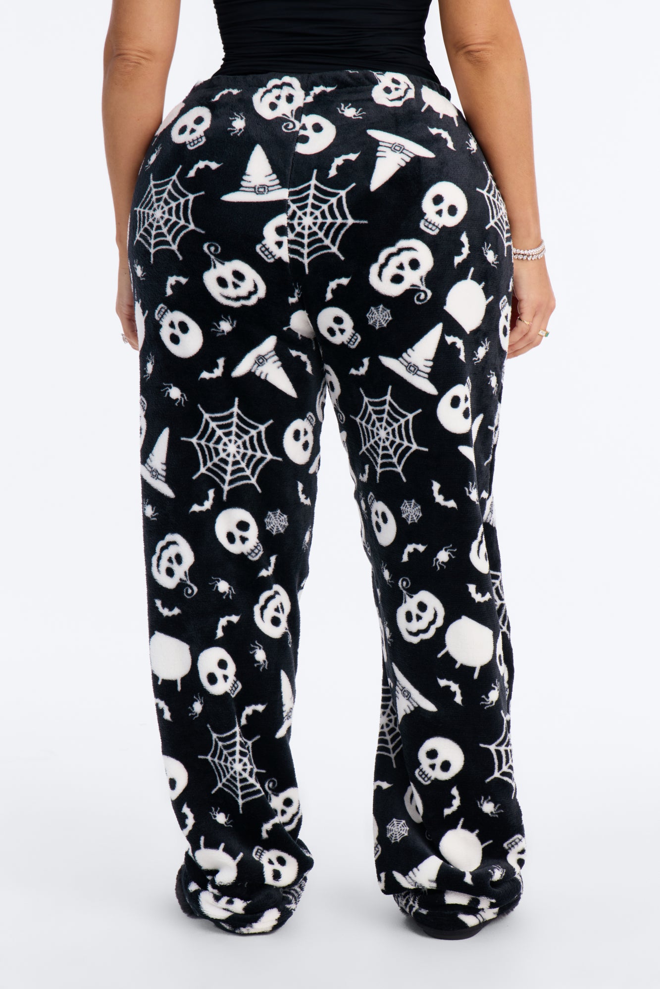 Spooky Twilight Plush Halloween PJ Pants - Black/White