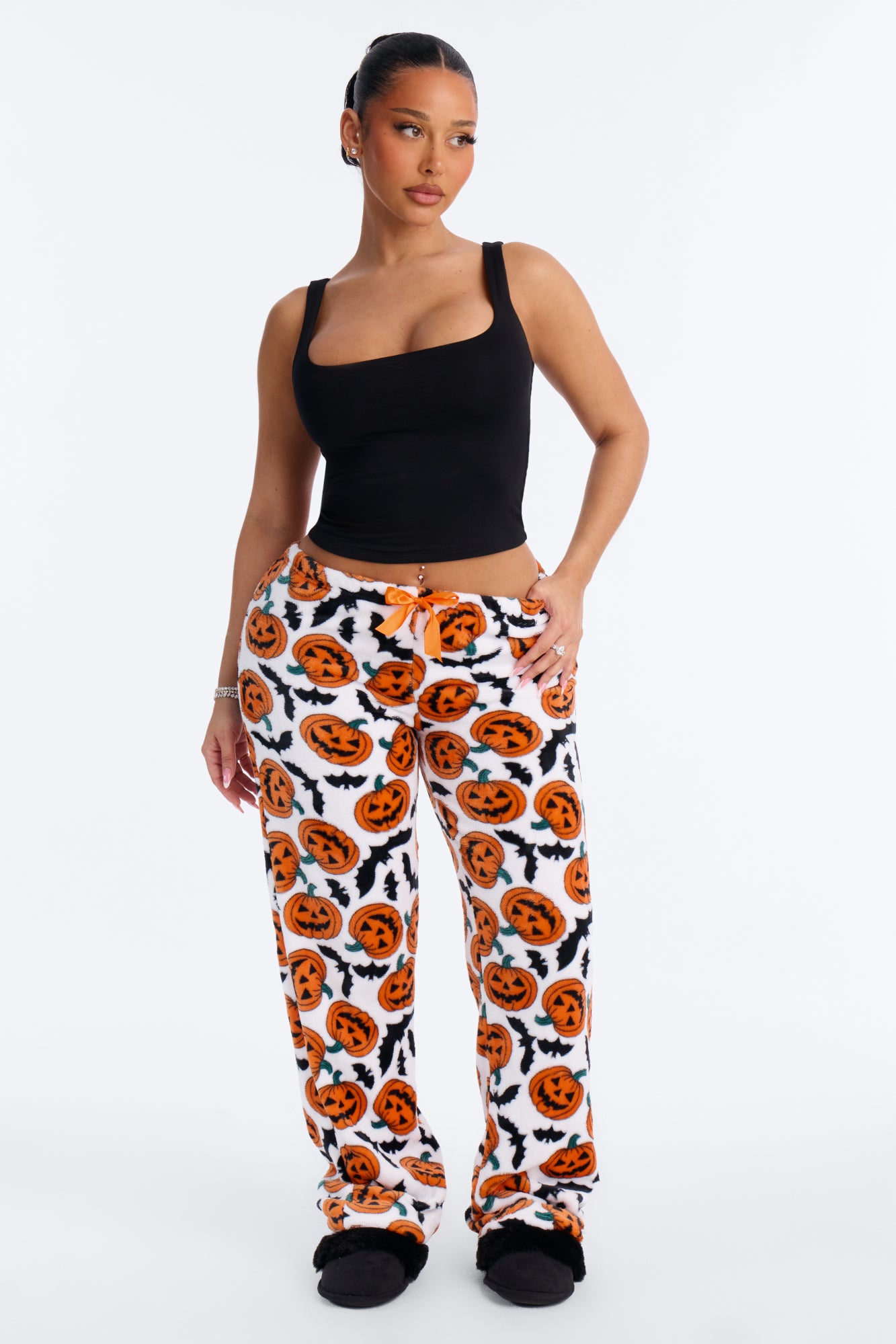 Spooky Scare Plush Halloween PJ Pants - White/combo