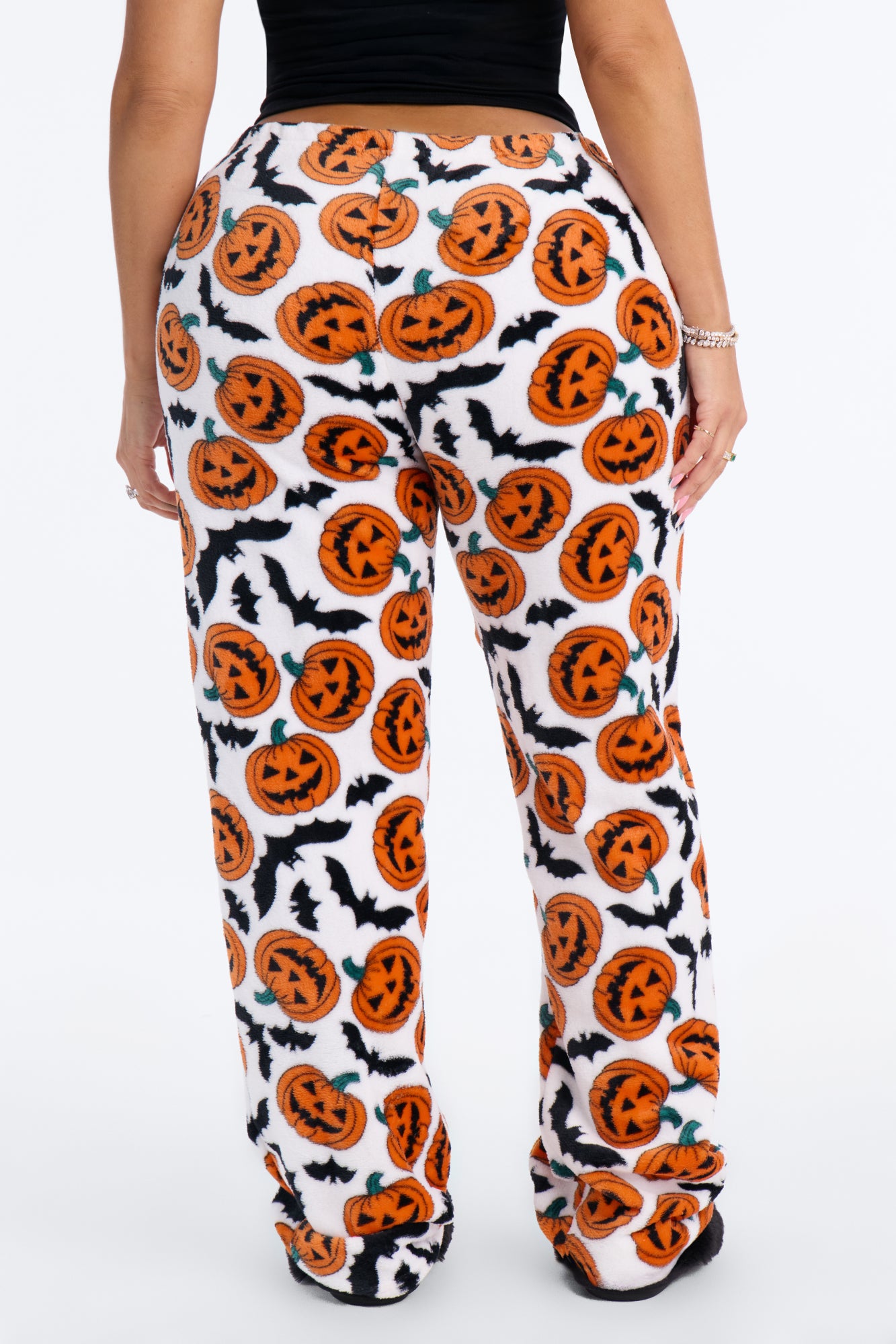 Spooky Scare Plush Halloween PJ Pants - White/combo