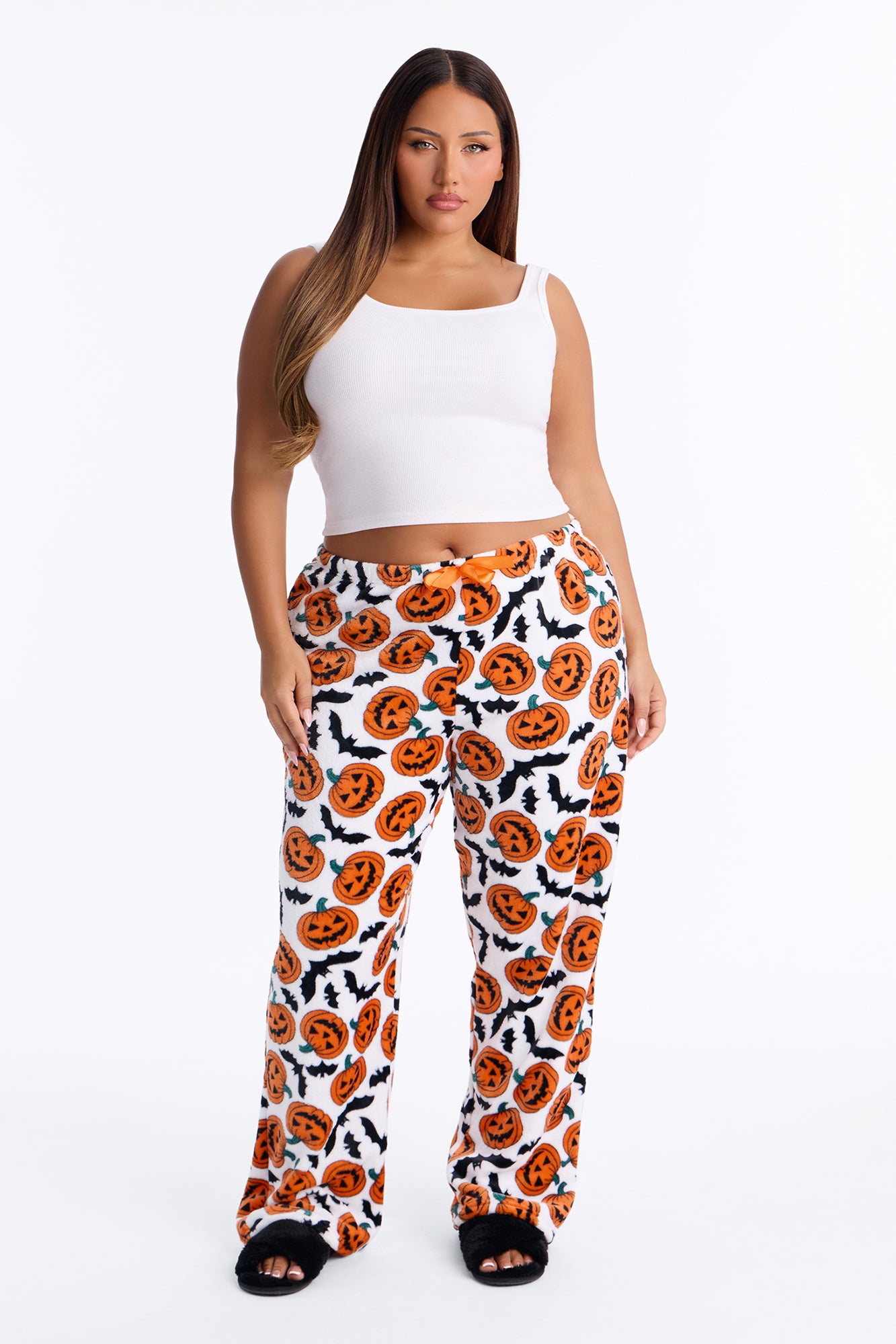 Spooky Scare Plush Halloween PJ Pants - White/combo