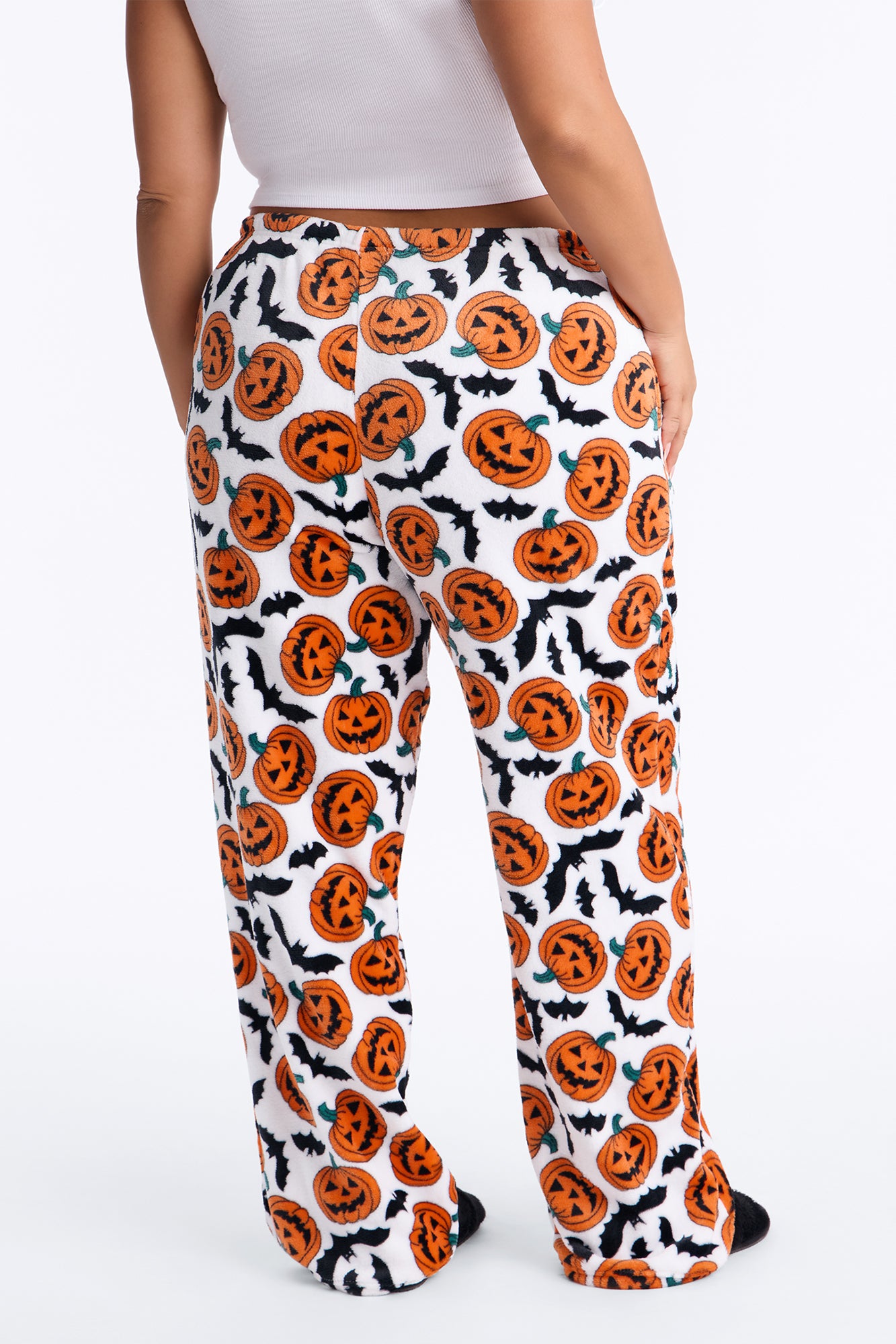 Spooky Scare Plush Halloween PJ Pants - White/combo