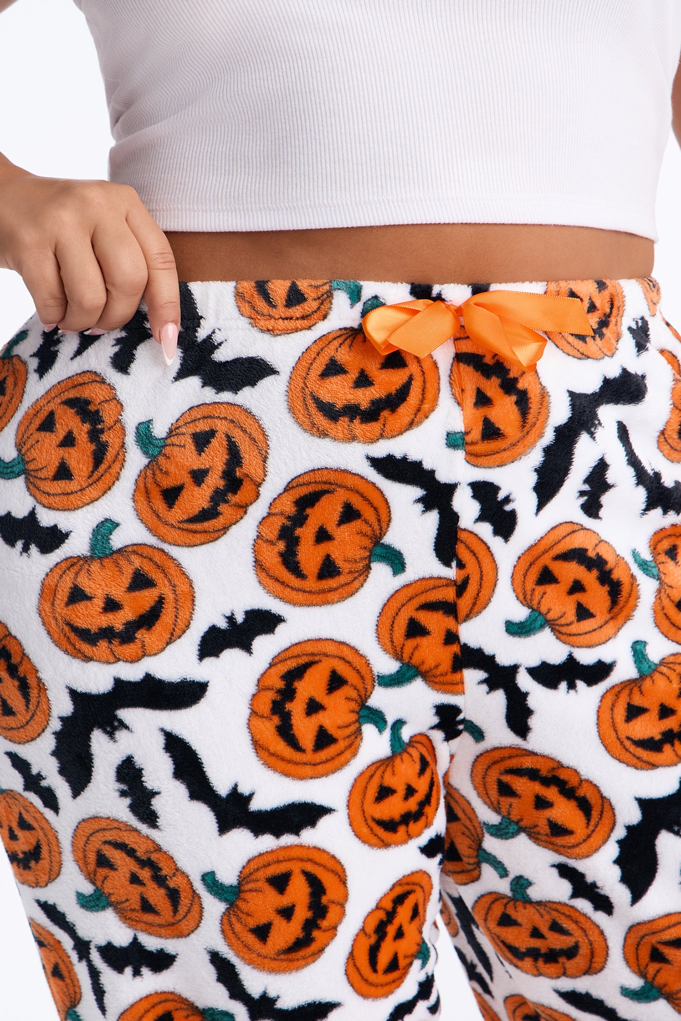 Spooky Scare Plush Halloween PJ Pants - White/combo