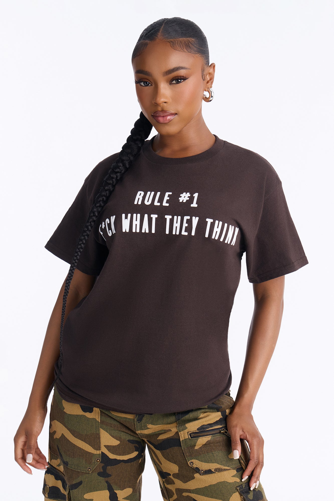 Fck What They Think Graphic Tee - Chocolate