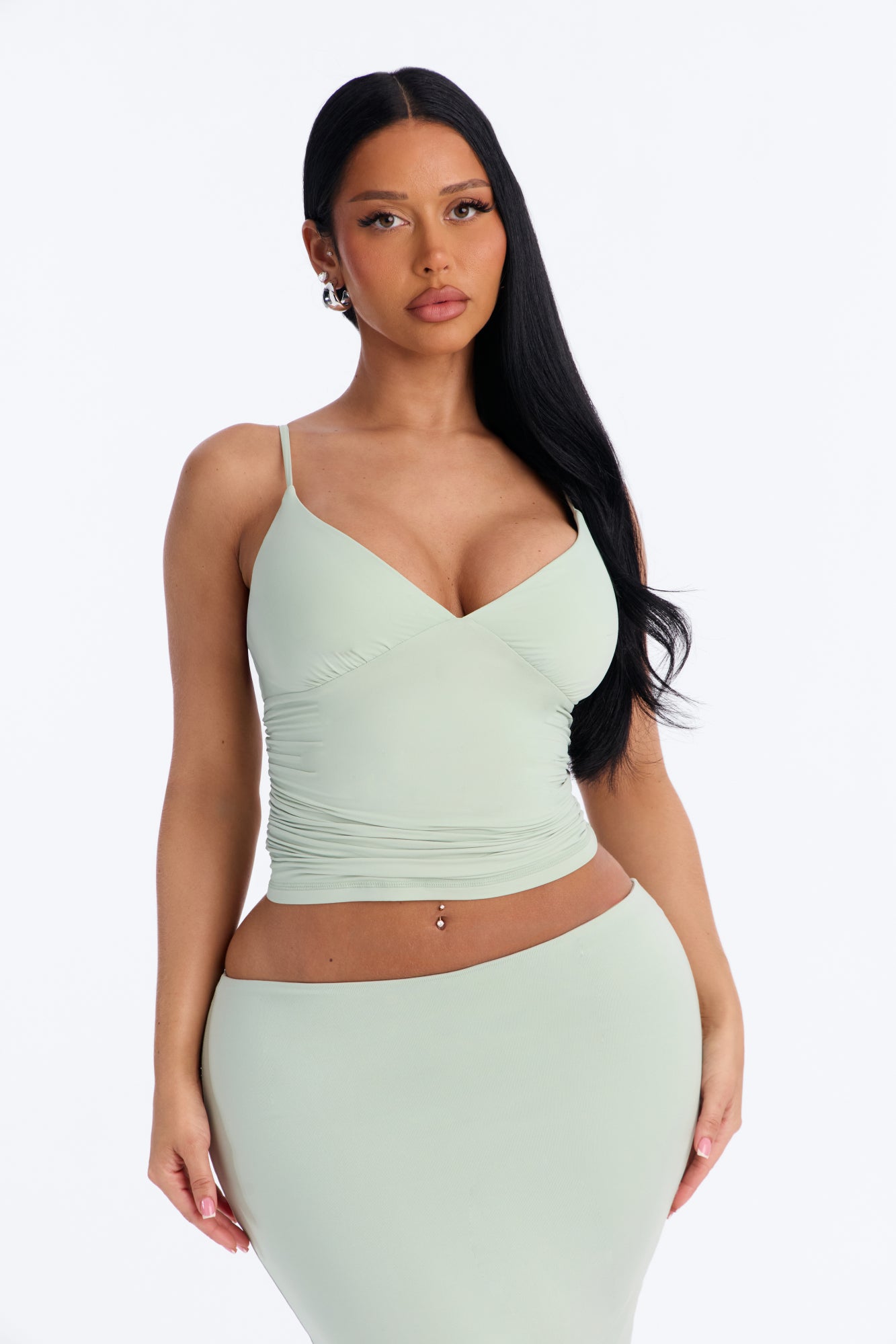 Second Skin Bra Pad V Neck Cami - Mint