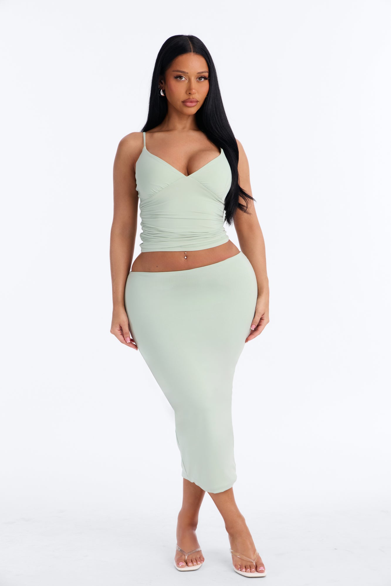 Second Skin Bra Pad V Neck Cami - Mint