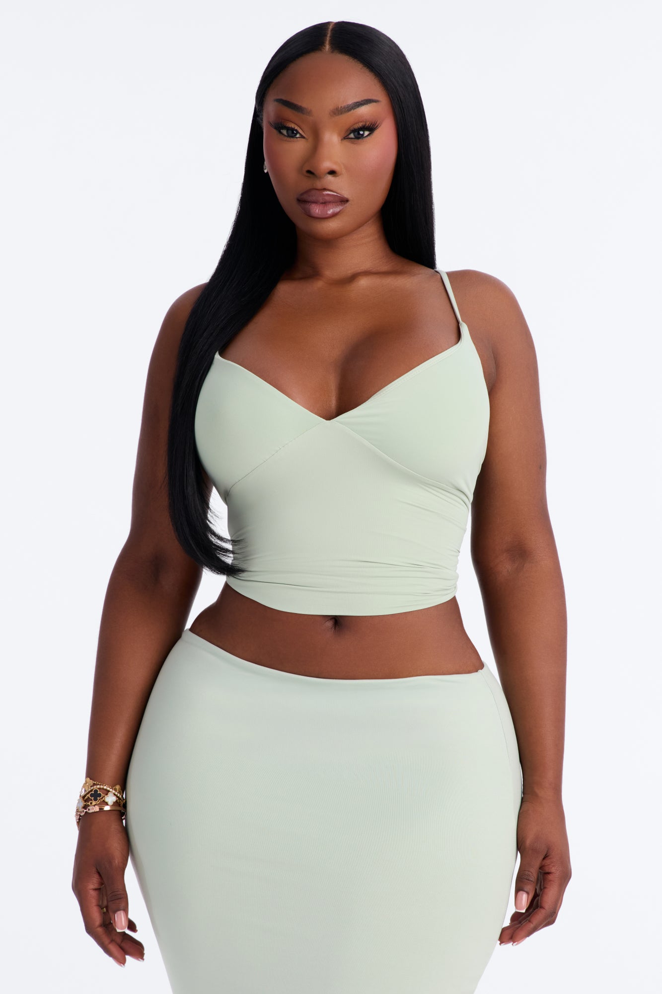 Second Skin Bra Pad V Neck Cami - Mint