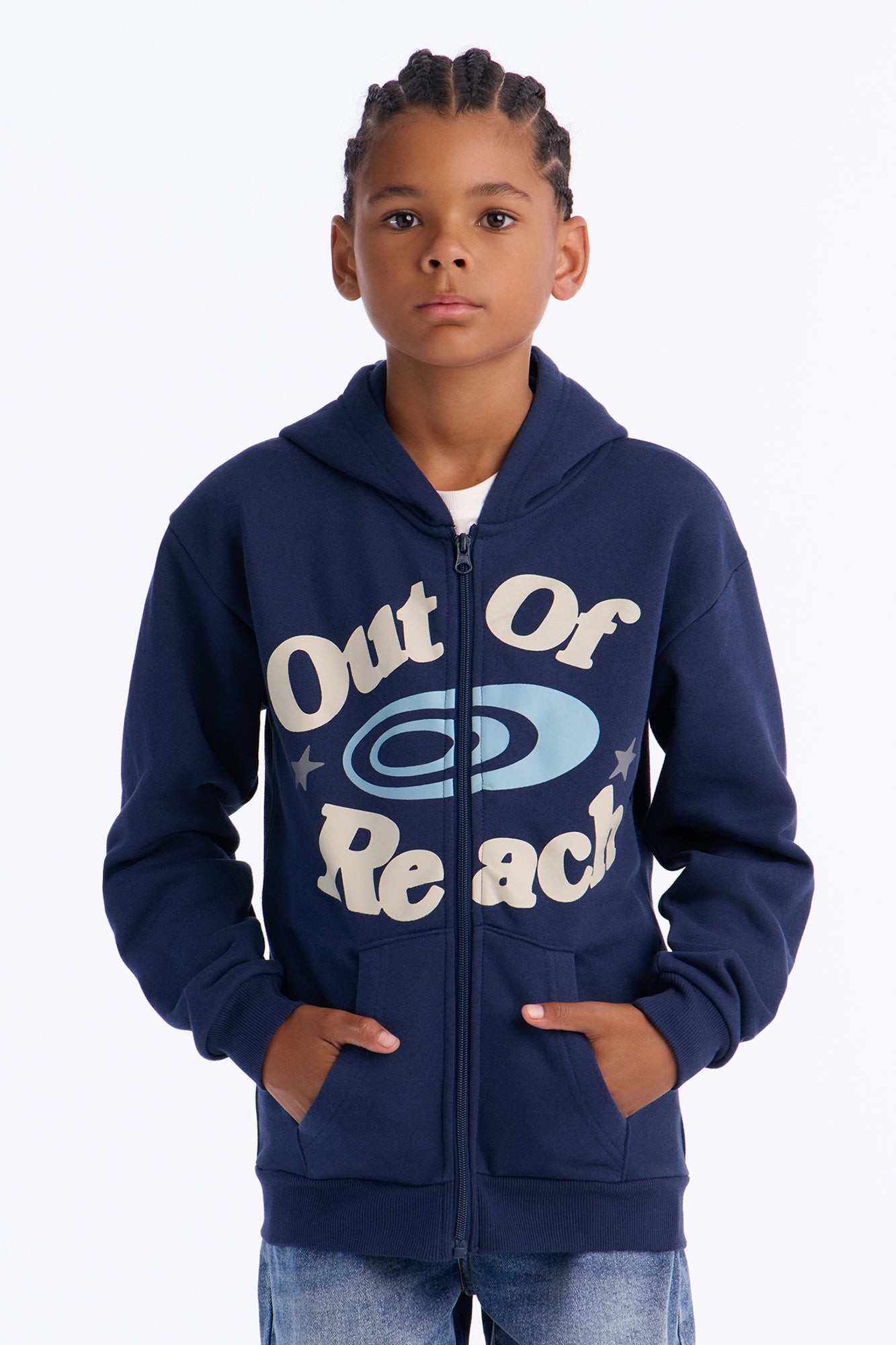 Mini Lost In Space Zip Up Hoodie - Navy