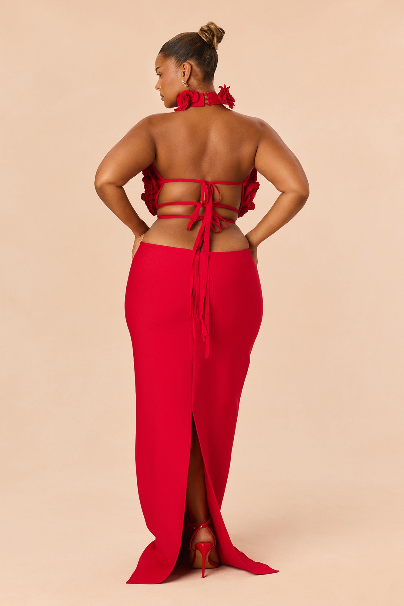 Rose Bandage Maxi Dress - Red