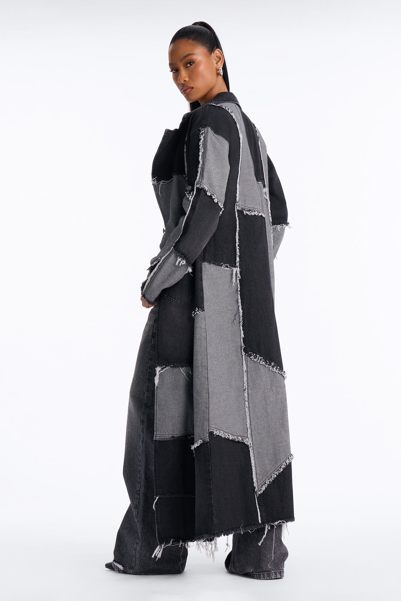 Don't Talk Loud Denim Coat - Black/combo