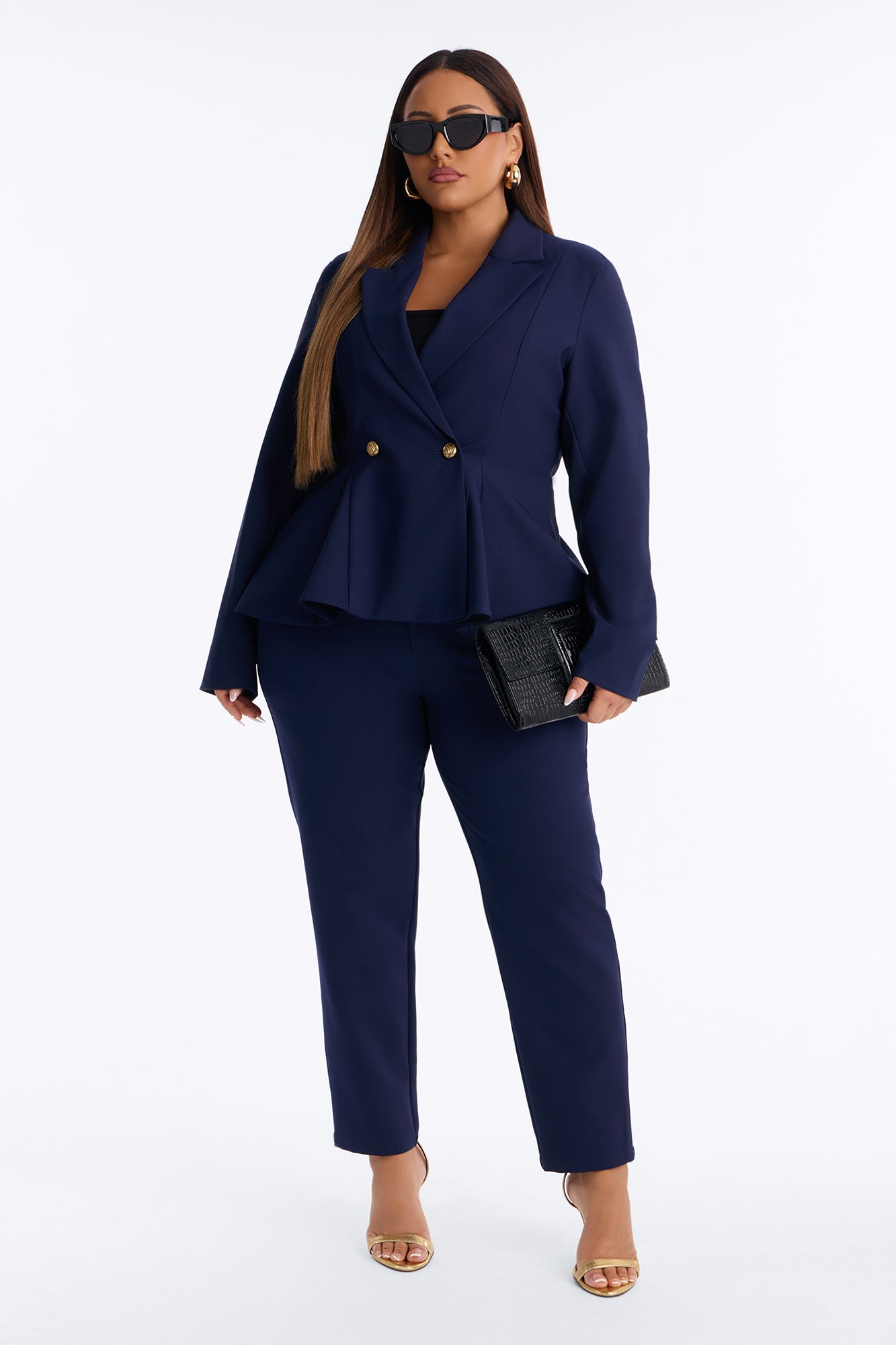Mielle Peplum Blazer - Navy