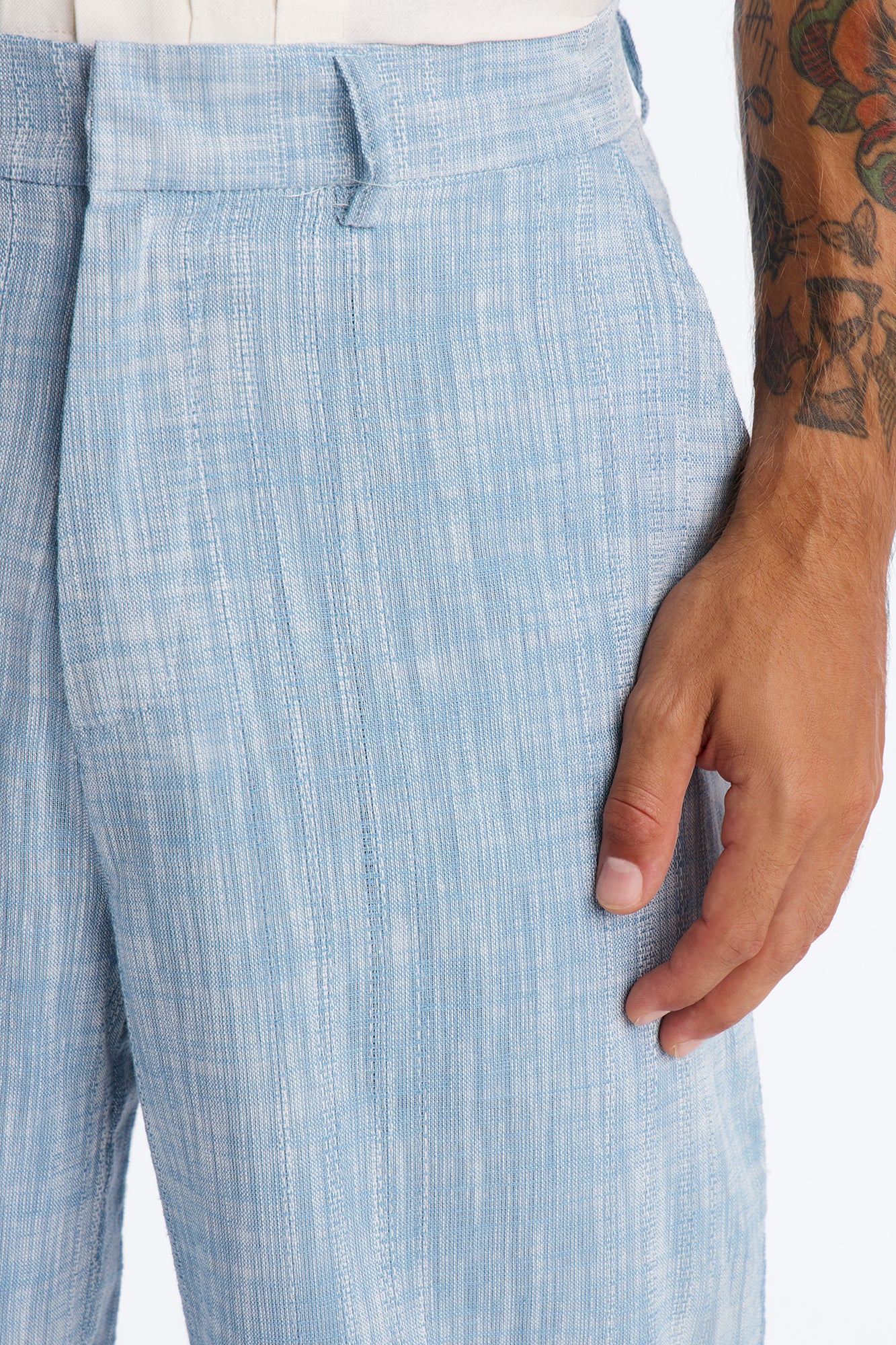 Slub Texture Relaxed Pant - Blue