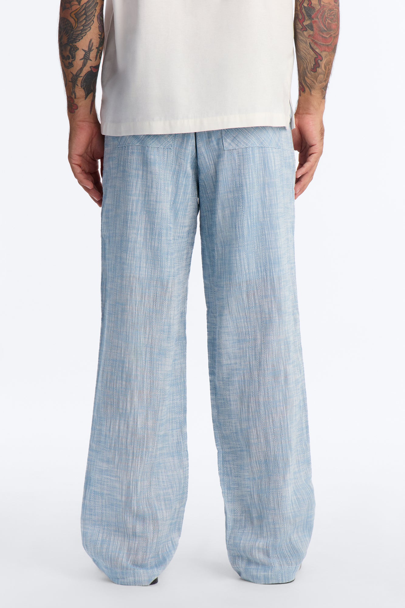 Slub Texture Relaxed Pant - Blue