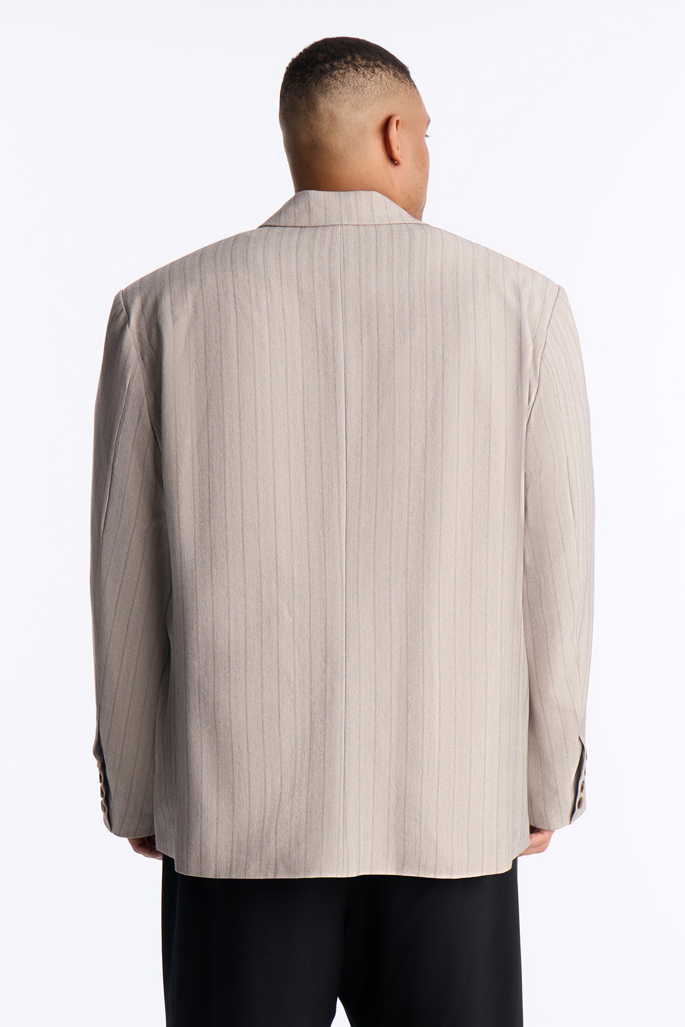 Herringbone Single Breasted Blazer - Grey