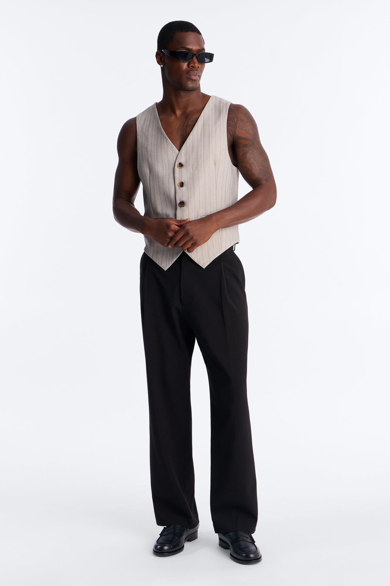 Herringbone Tailored Vest - Grey
