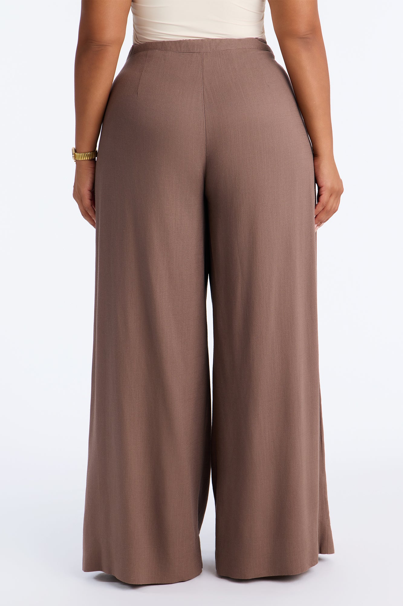 Karianna Linen Blend Wide Leg Pant - Caffe