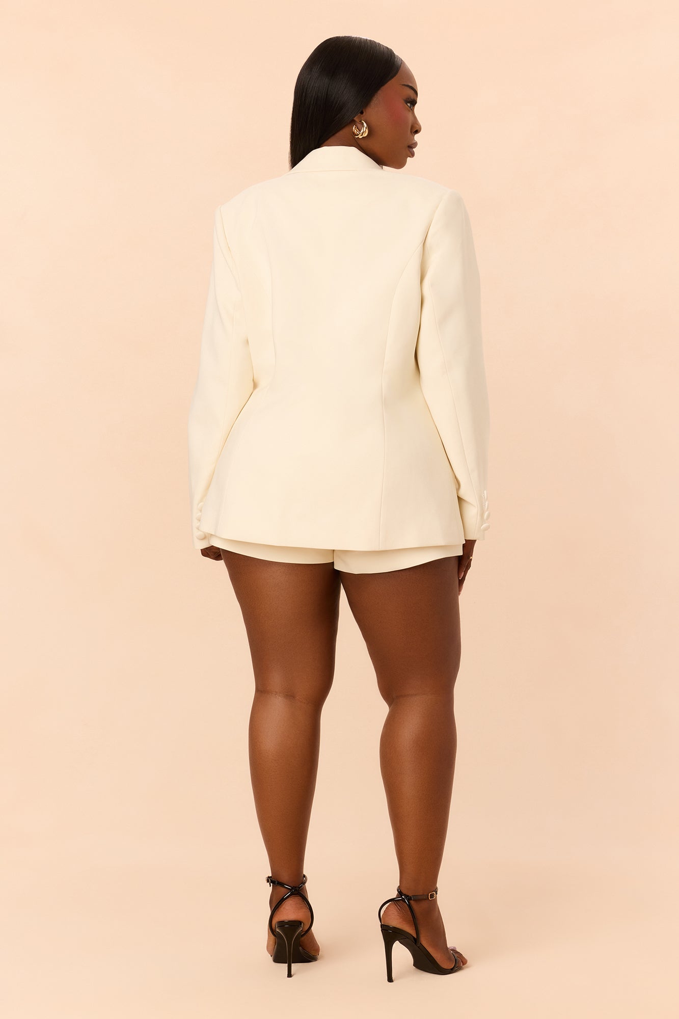 Minimal Muse Blazer Short Set - Cream