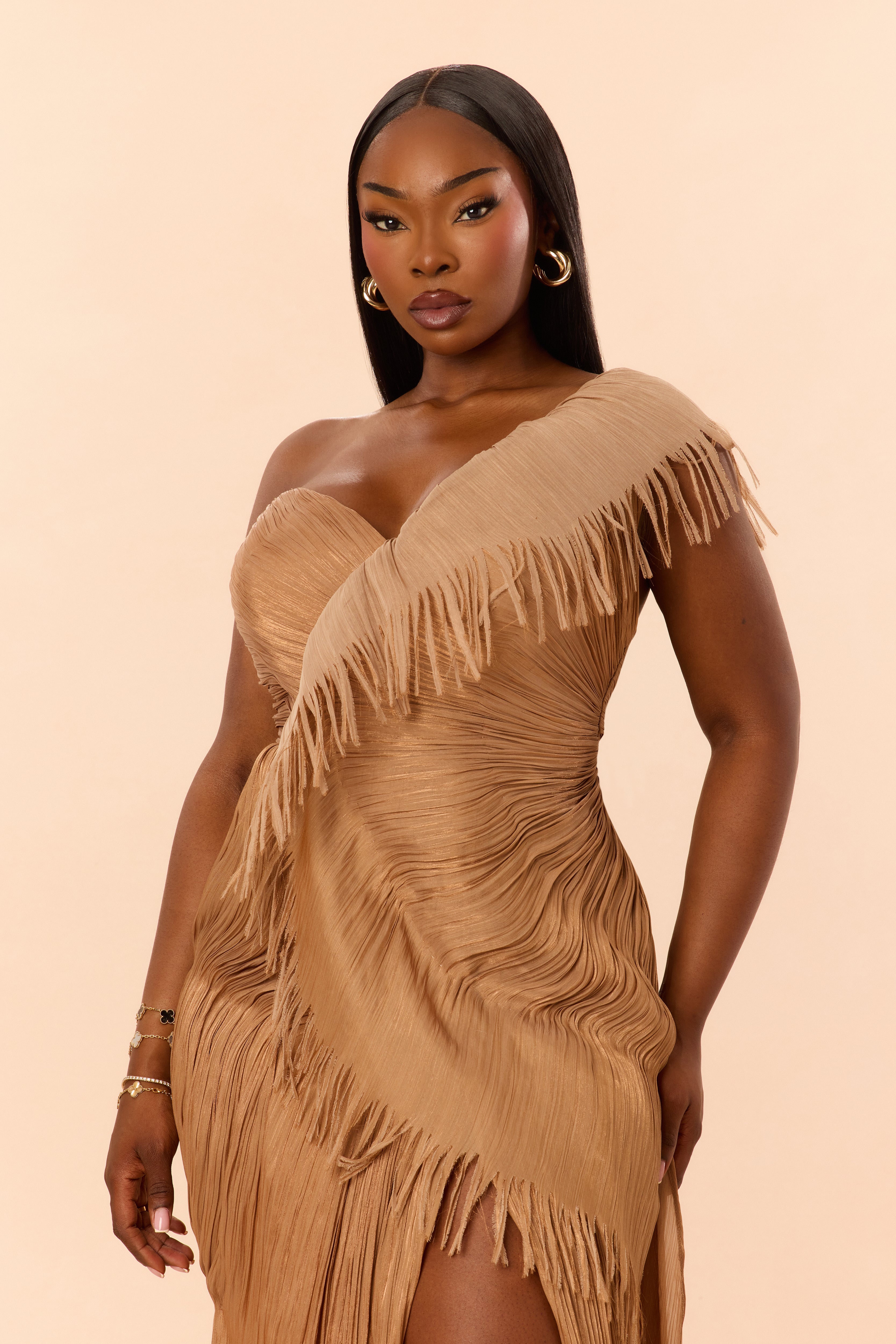 Classy Night Organza Gown - Bronze