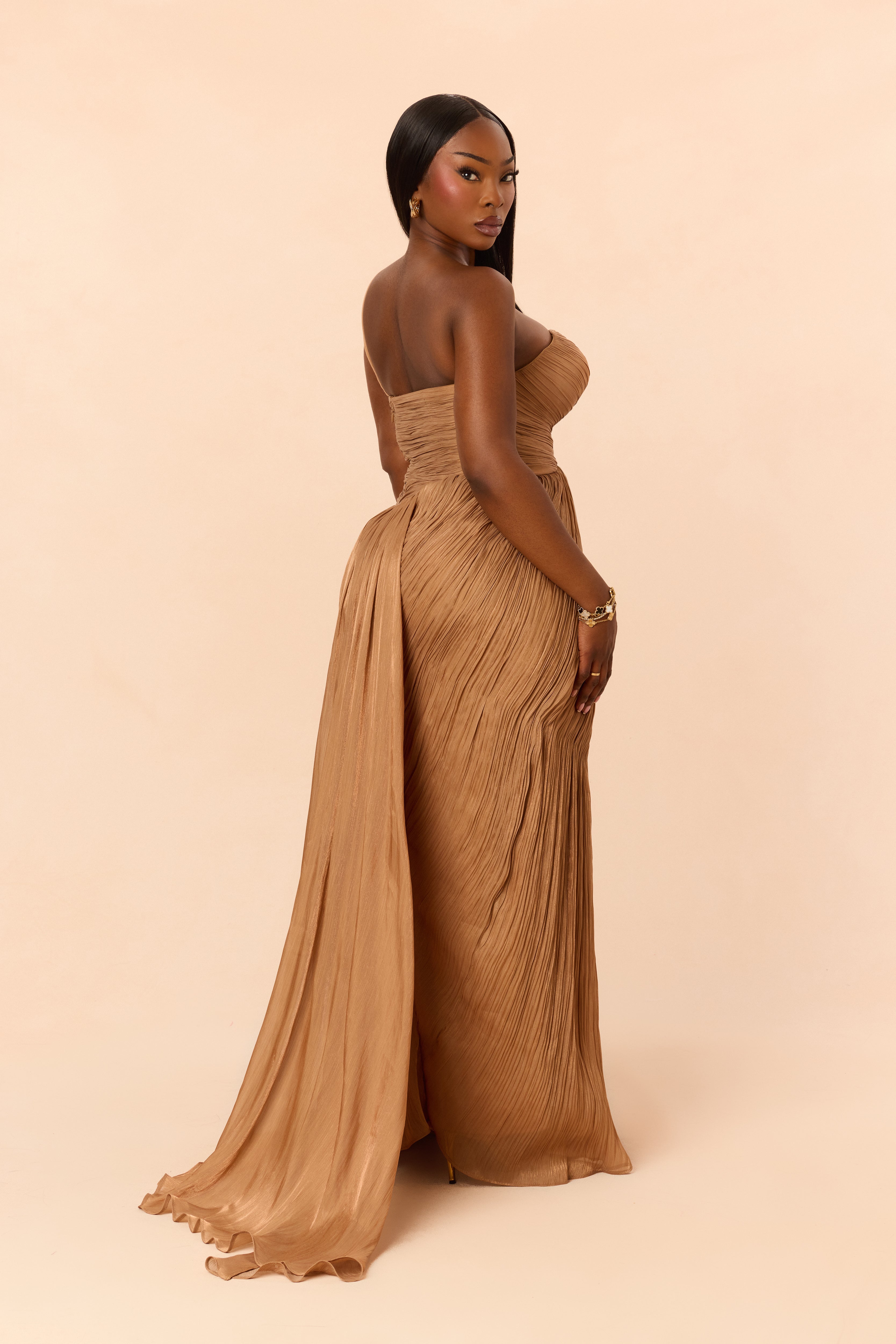 Classy Night Organza Gown - Bronze