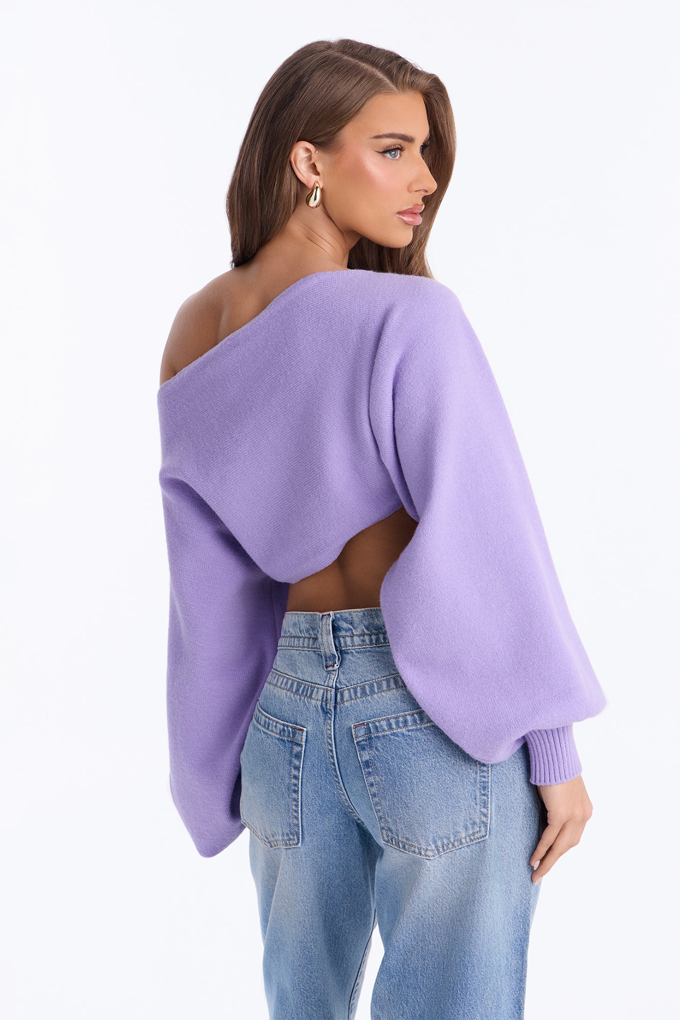 Love Away One Shoulder Sweater Top - Periwinkle