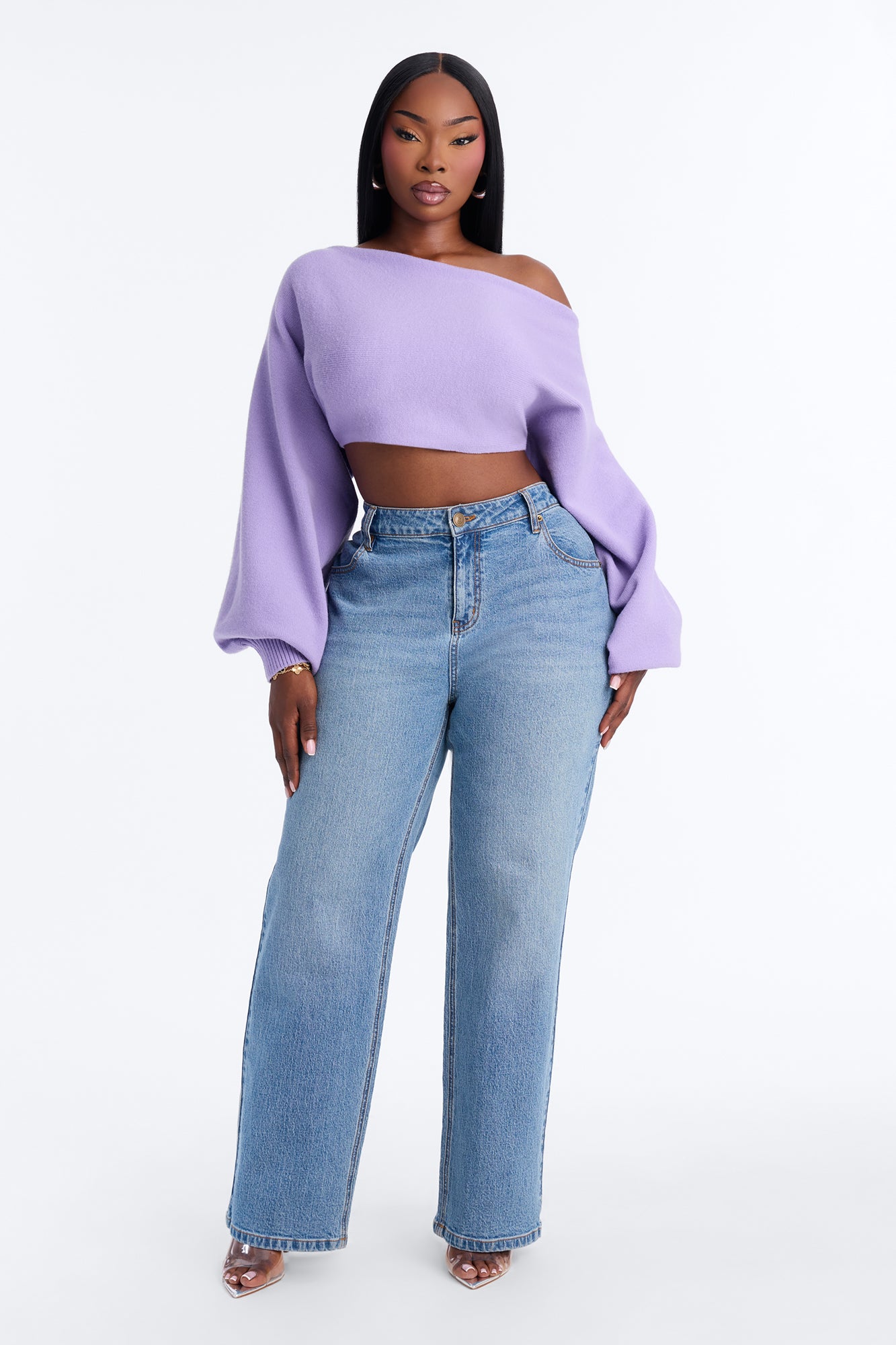 Love Away One Shoulder Sweater Top - Periwinkle