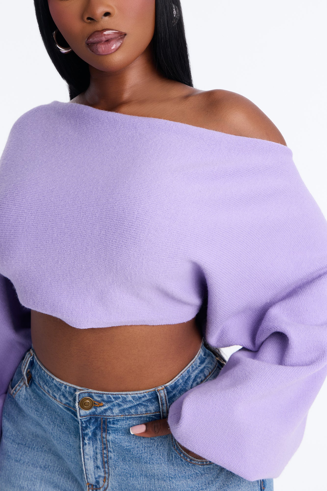 Love Away One Shoulder Sweater Top - Periwinkle